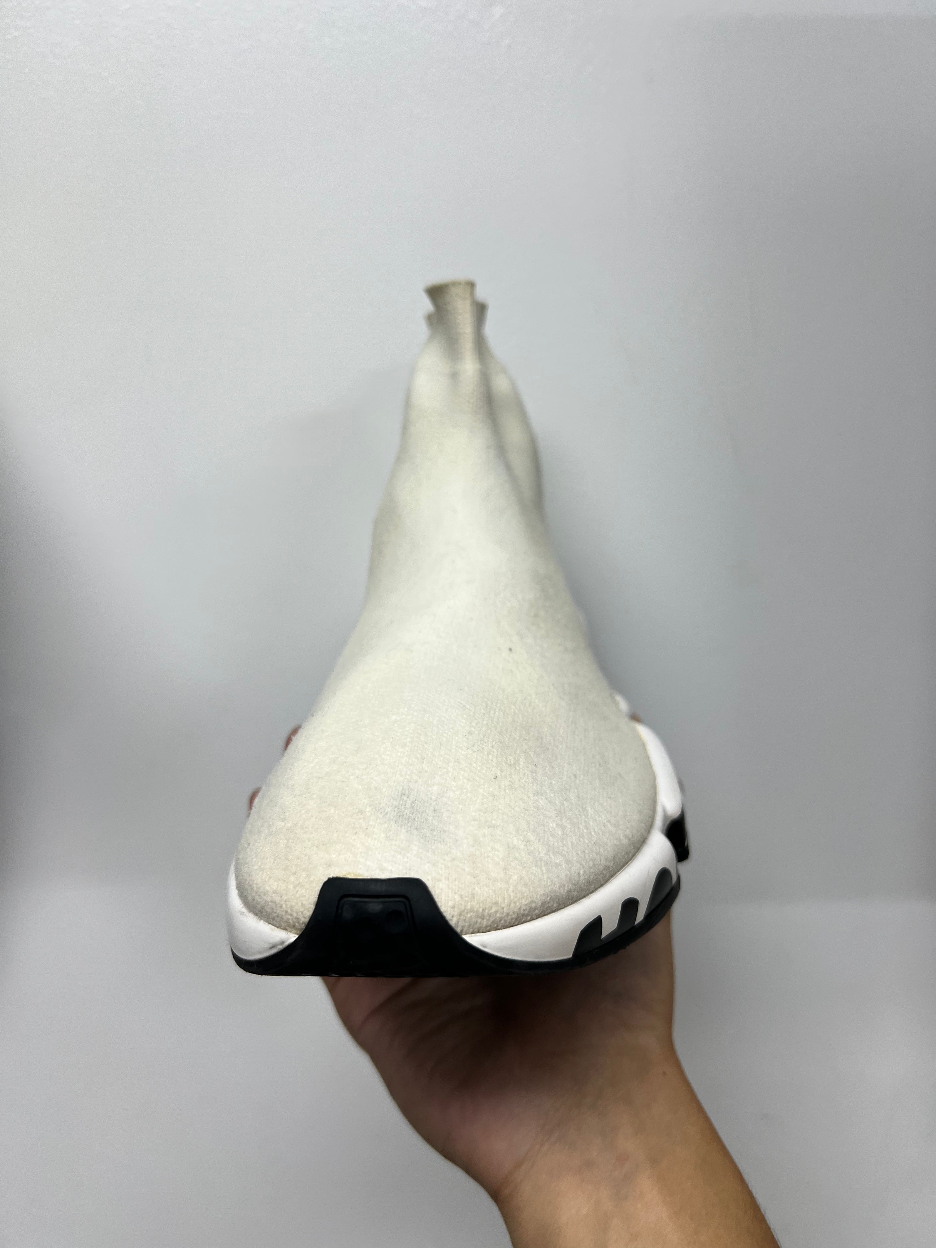 Balenciaga White Black Speed Trainer Sneakers