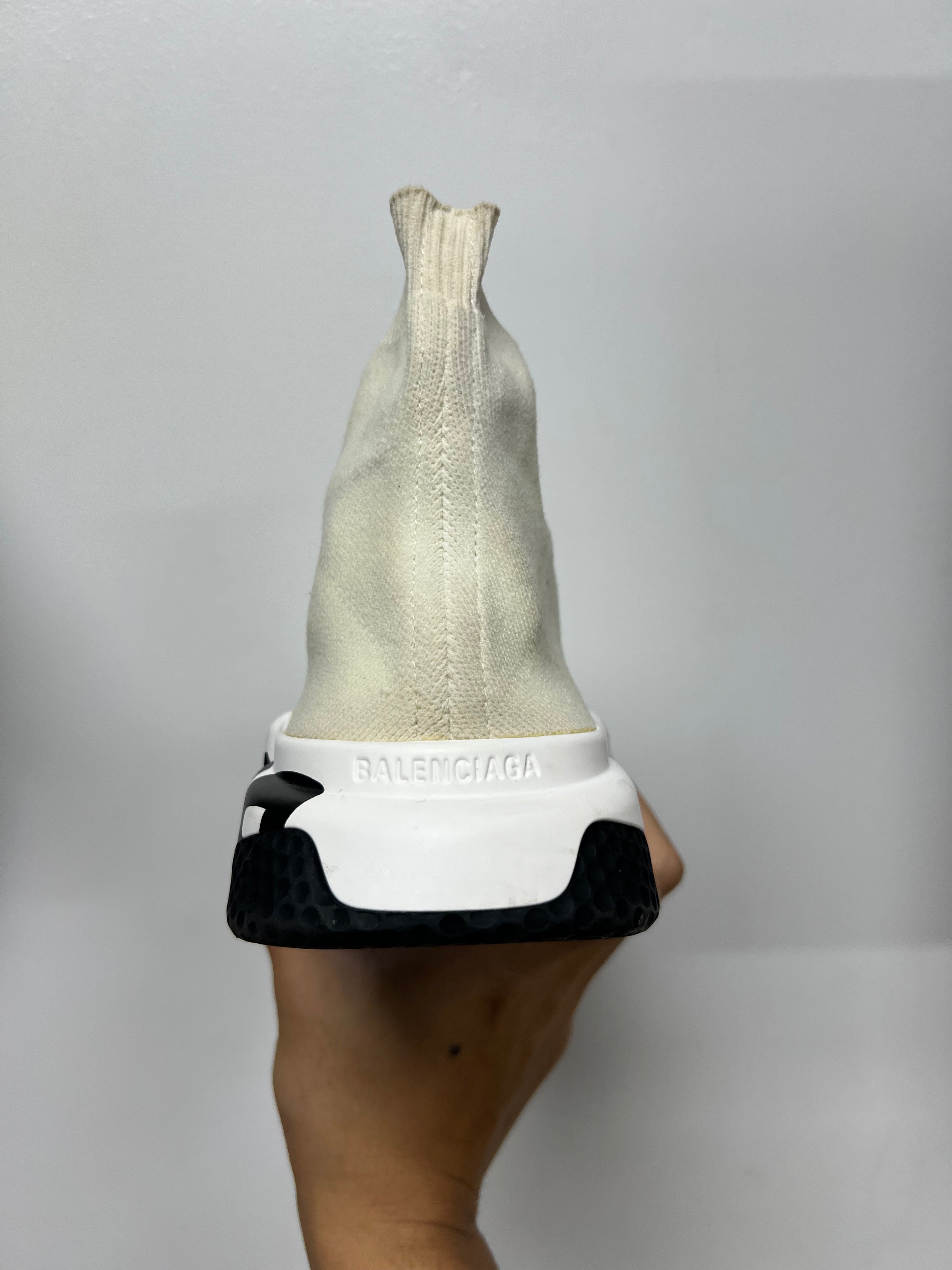 Balenciaga White Black Speed Trainer Sneakers