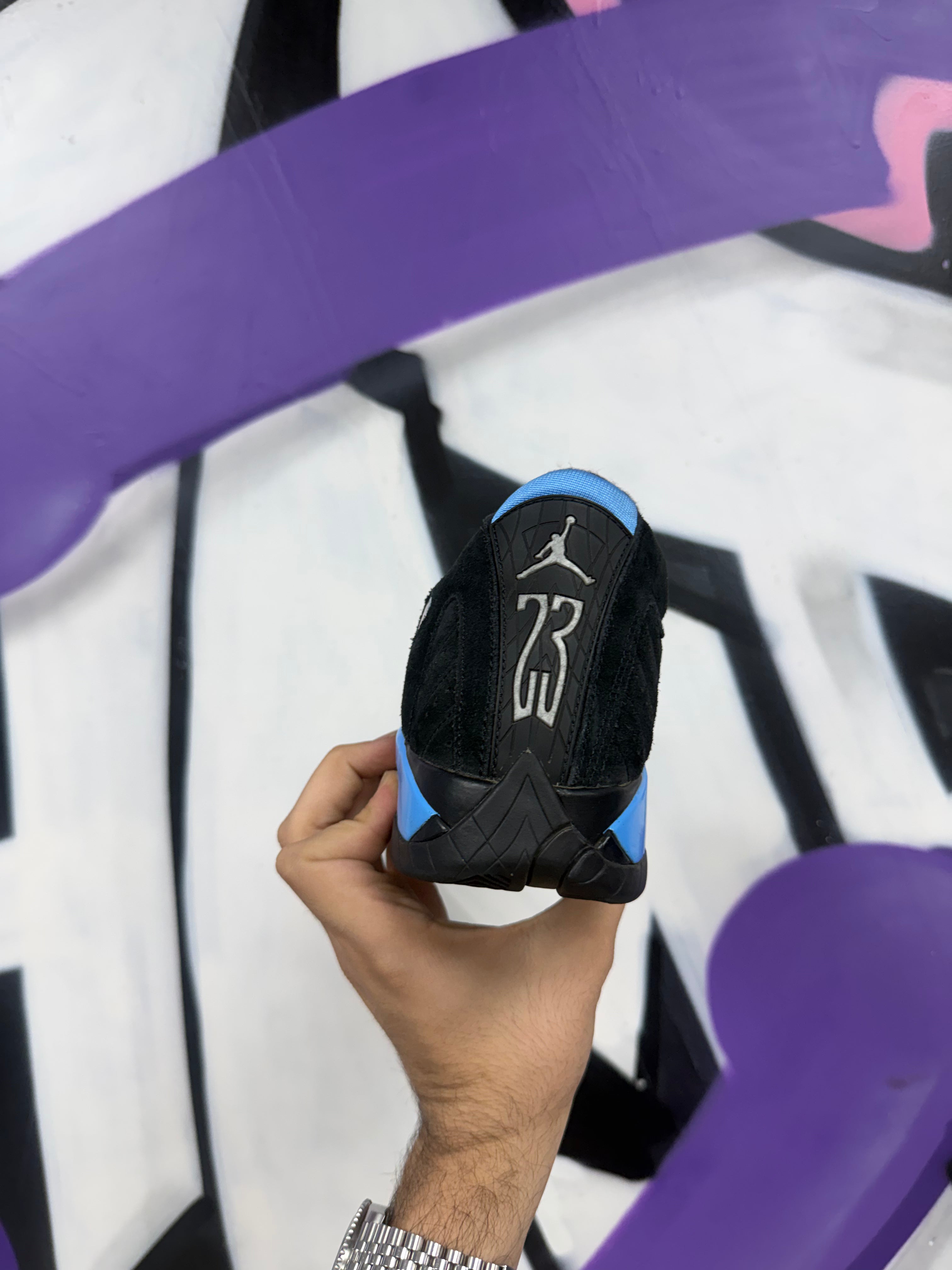 Jordan 14 Black University Blue Sneakers