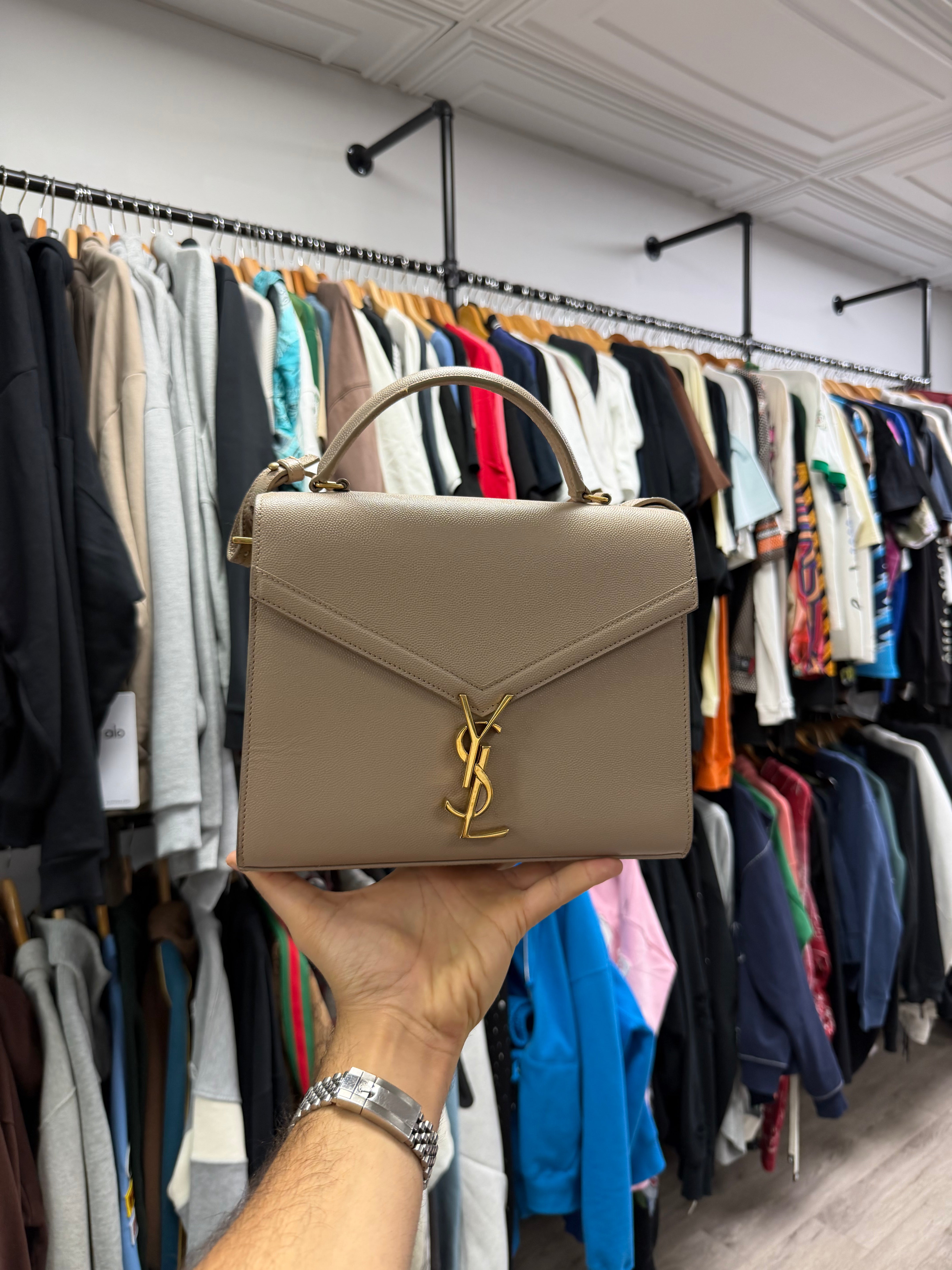 YSL Beige Cassandra Mini Top Bag