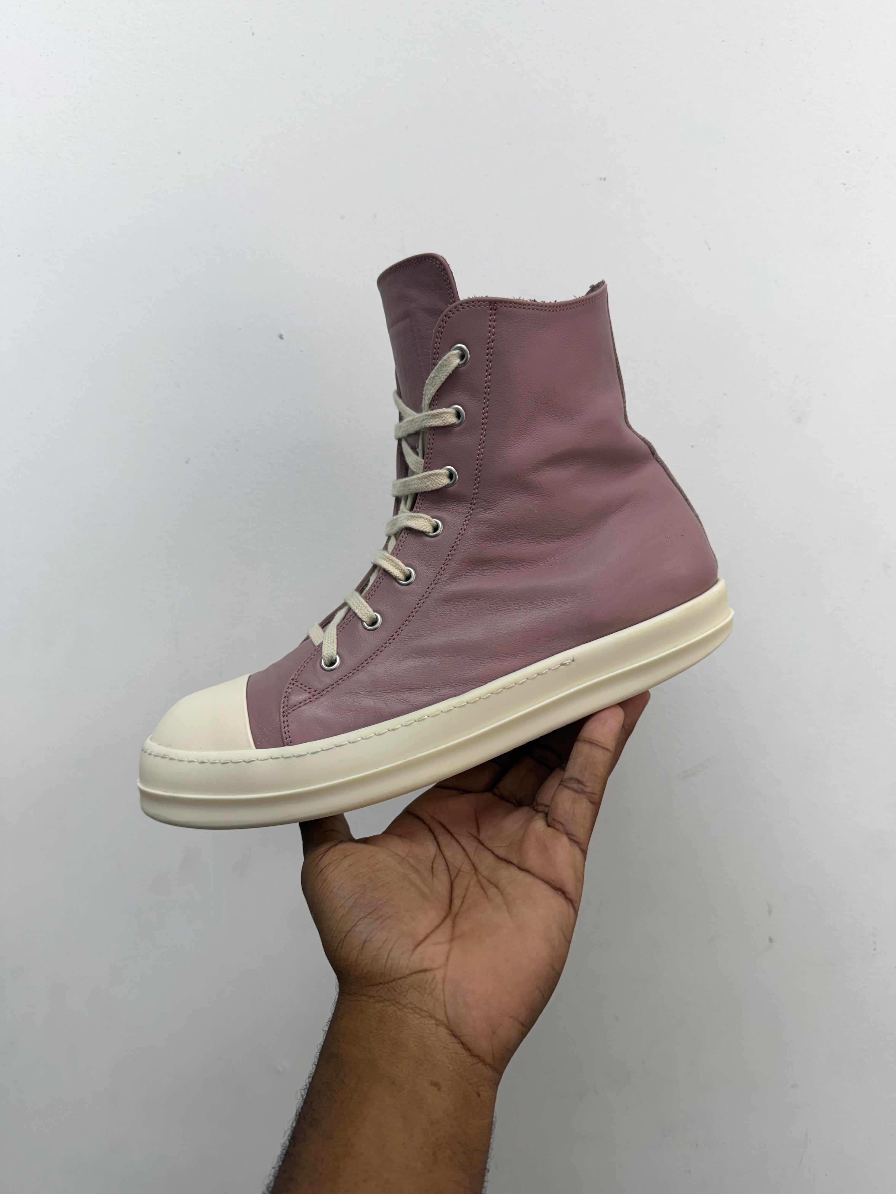 Rick Owens Dusty Pink Hi Sneakers