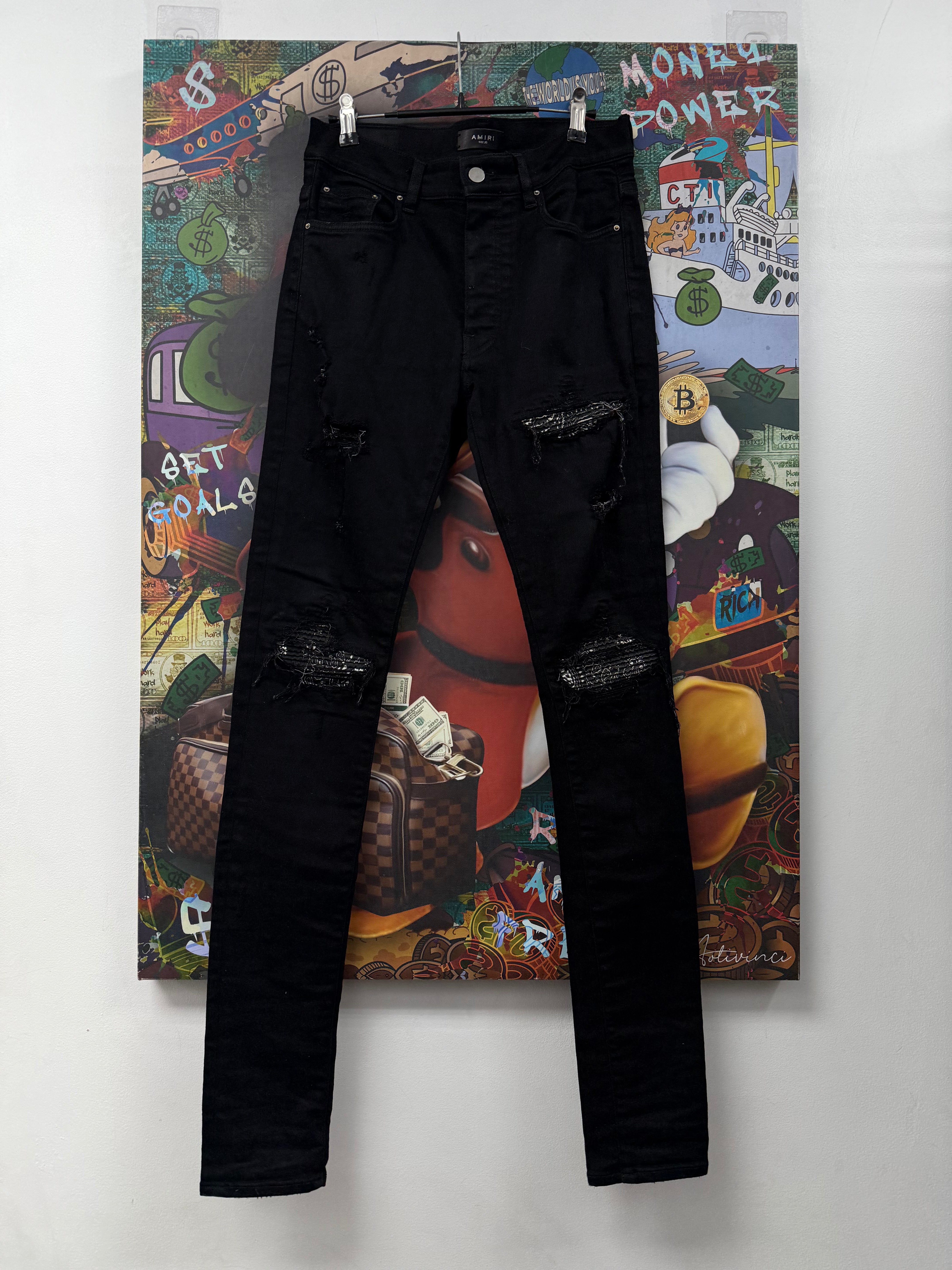 Amiri MX1 Black Bandana Patch Jeans