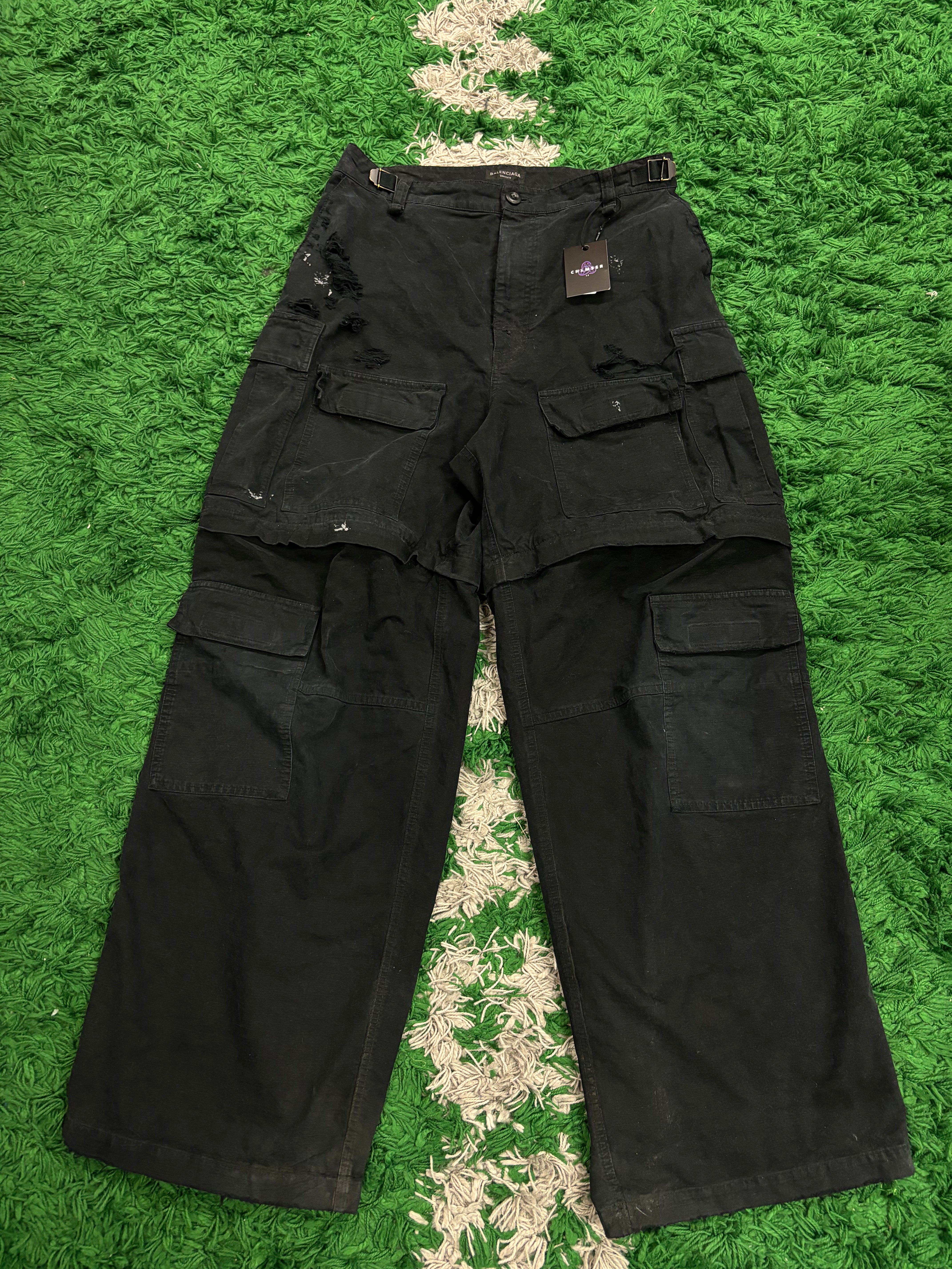 Balenciaga Distressed Cargos Black Used Medium