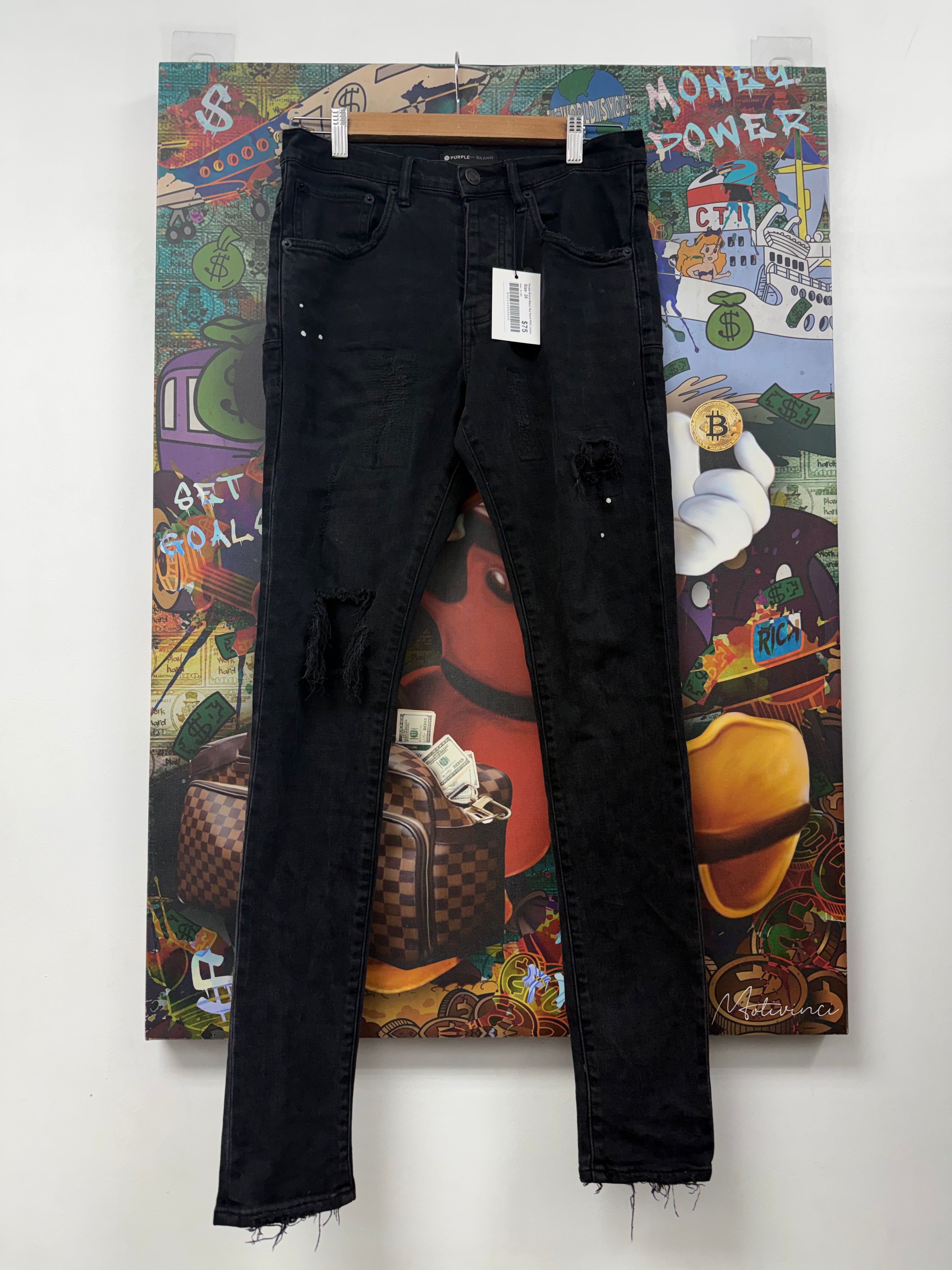 Purple Brand Black Rip Paint P002 Jeans