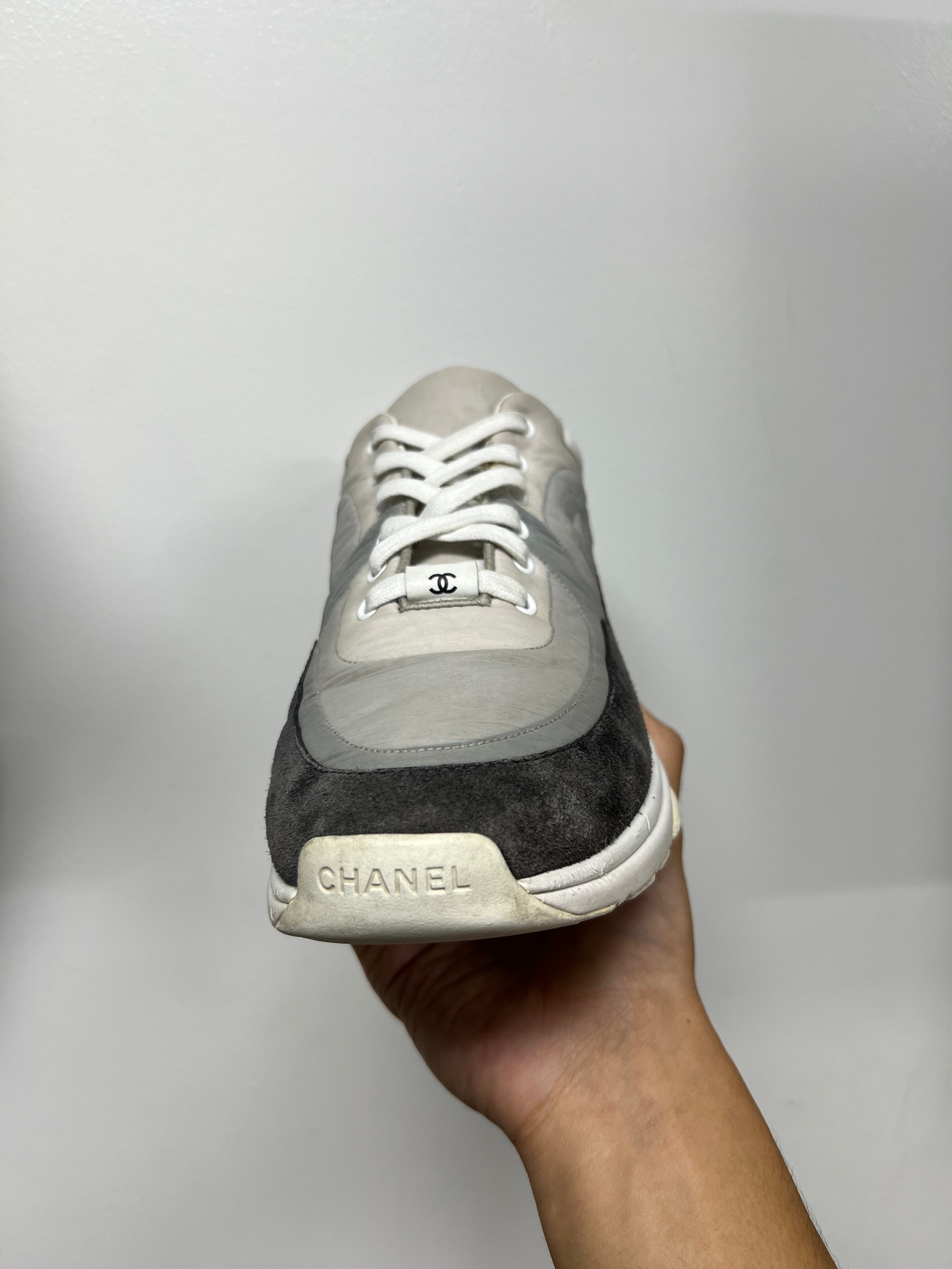 Chanel Grey CC Logo Runner Sneakers