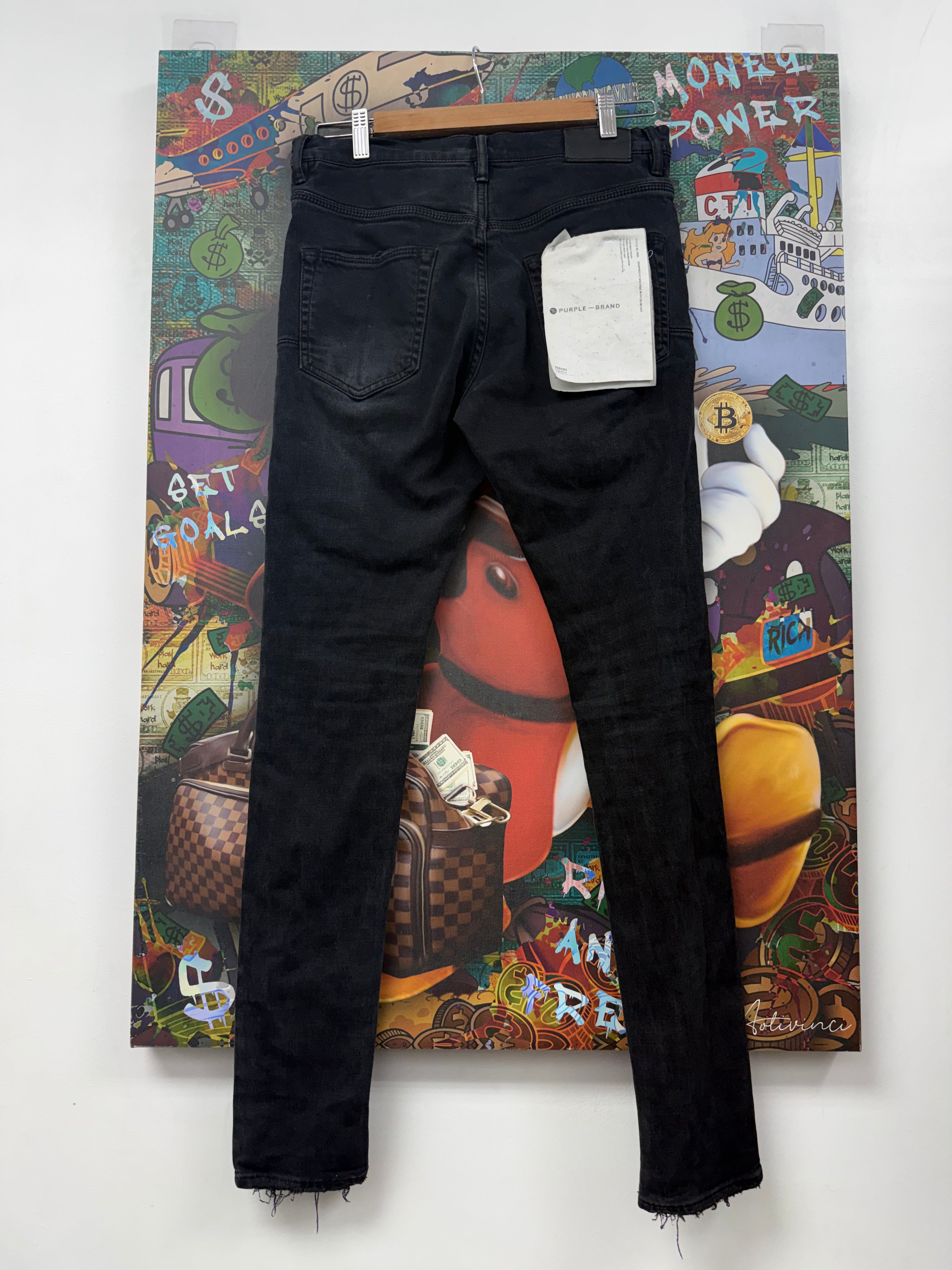 Purple Brand Black Rip Paint P002 Jeans