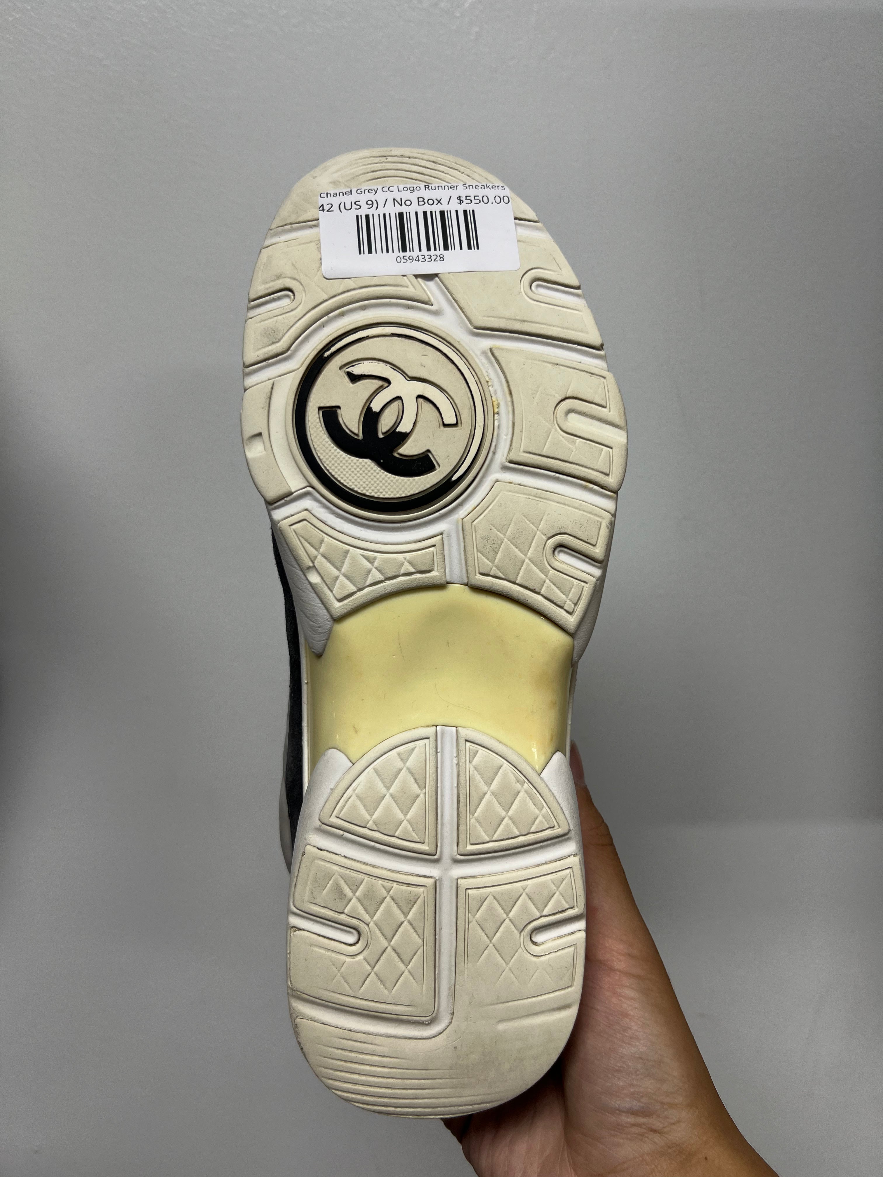 Chanel Grey CC Logo Runner Sneakers