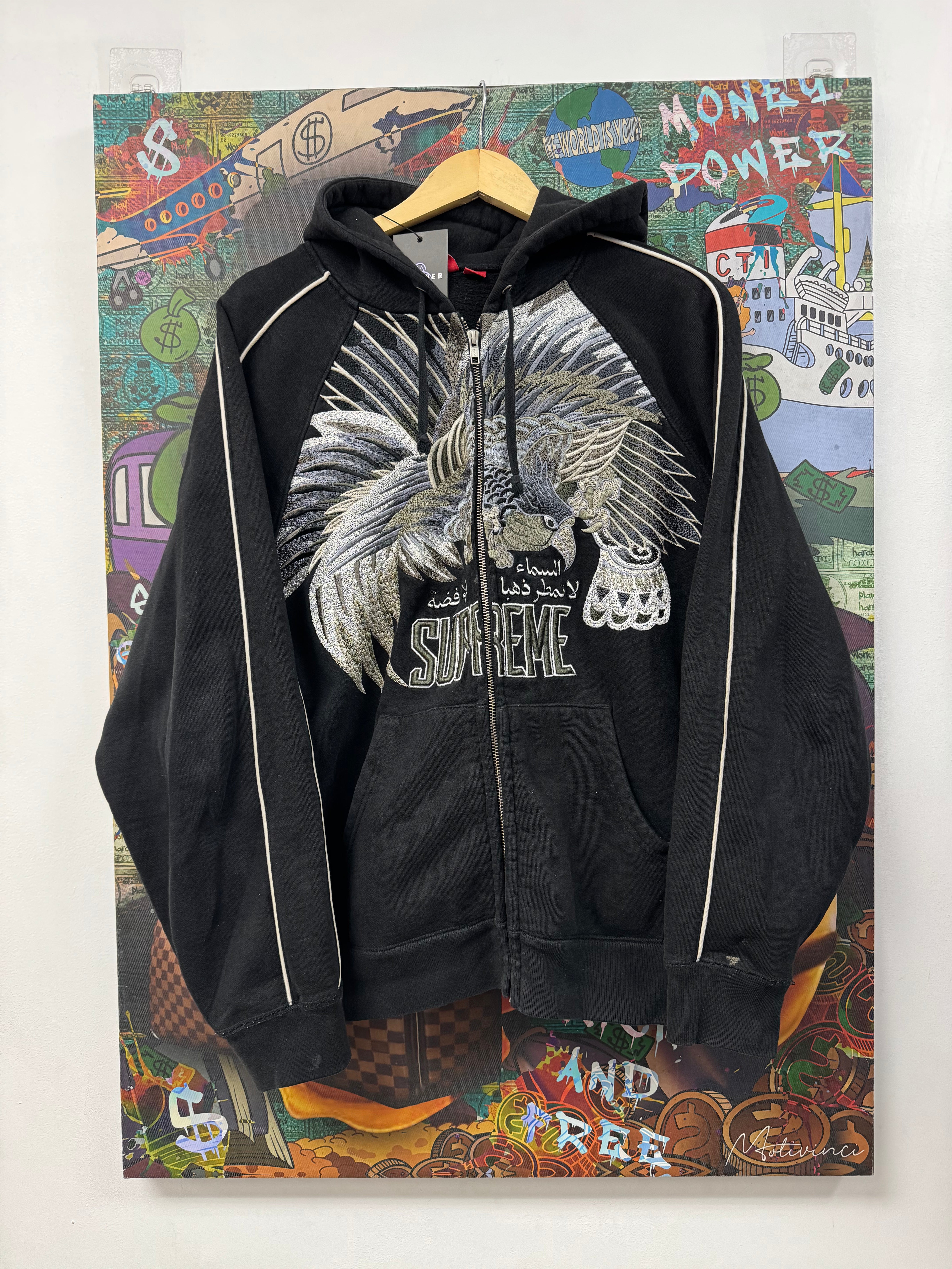 Supreme Black Falcon Zip Up Hoodie