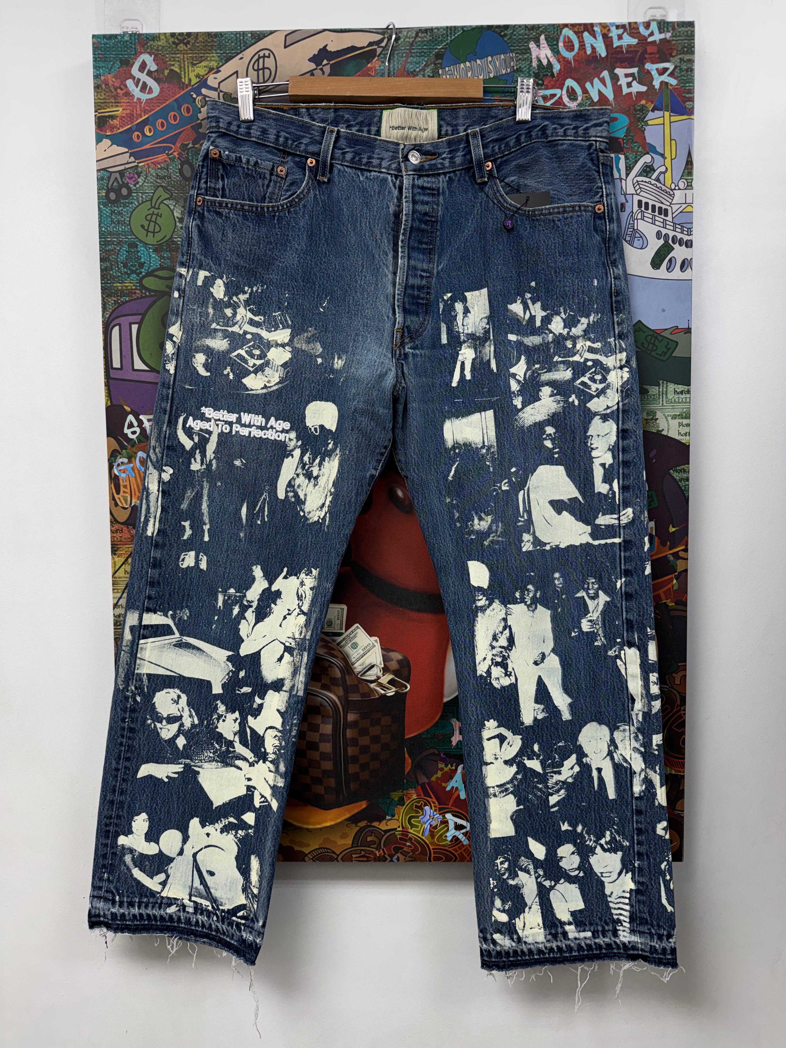 Better With Age Light Wash All Over Print Jeans