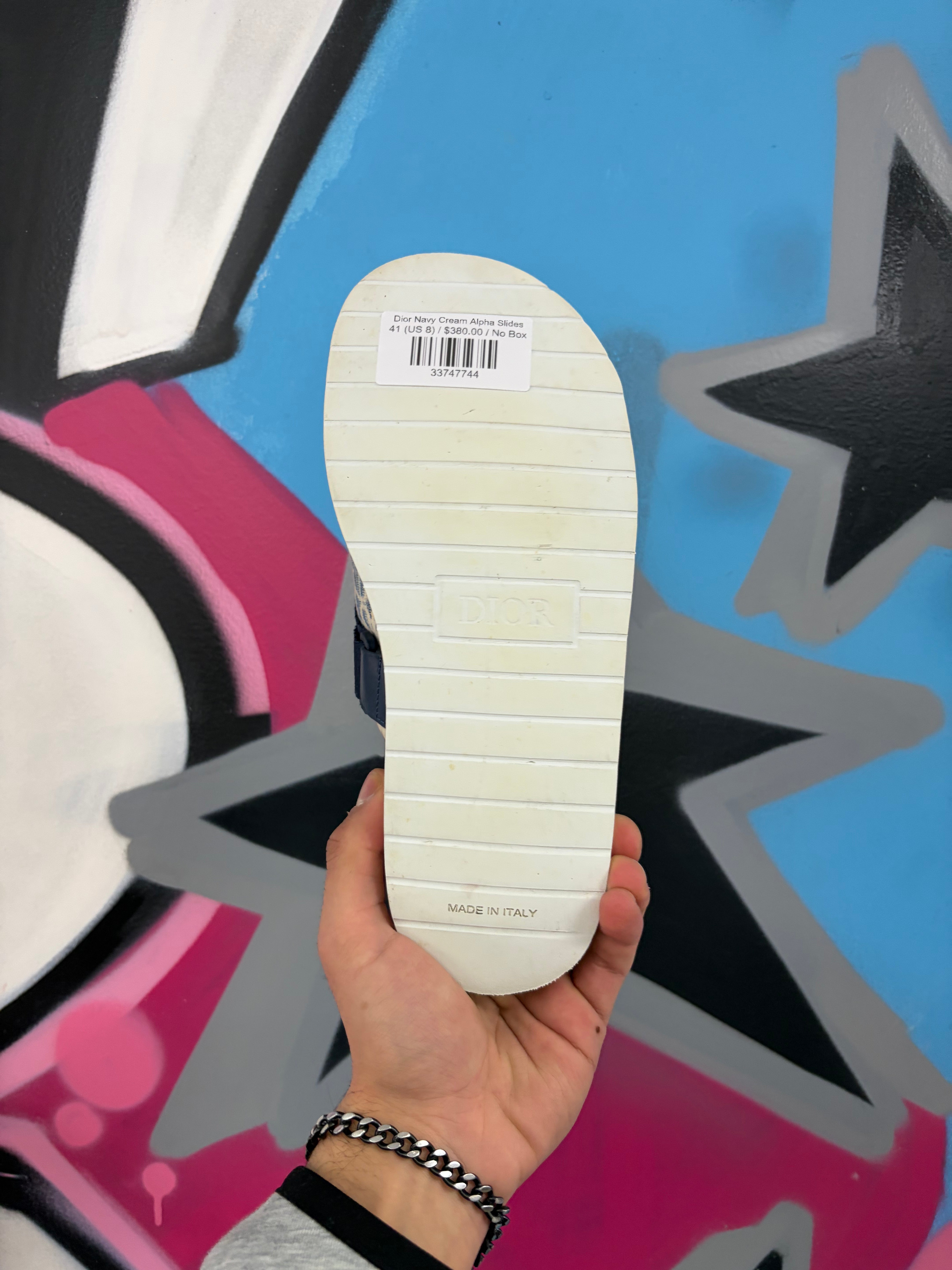 Dior Navy Cream Alpha Slides