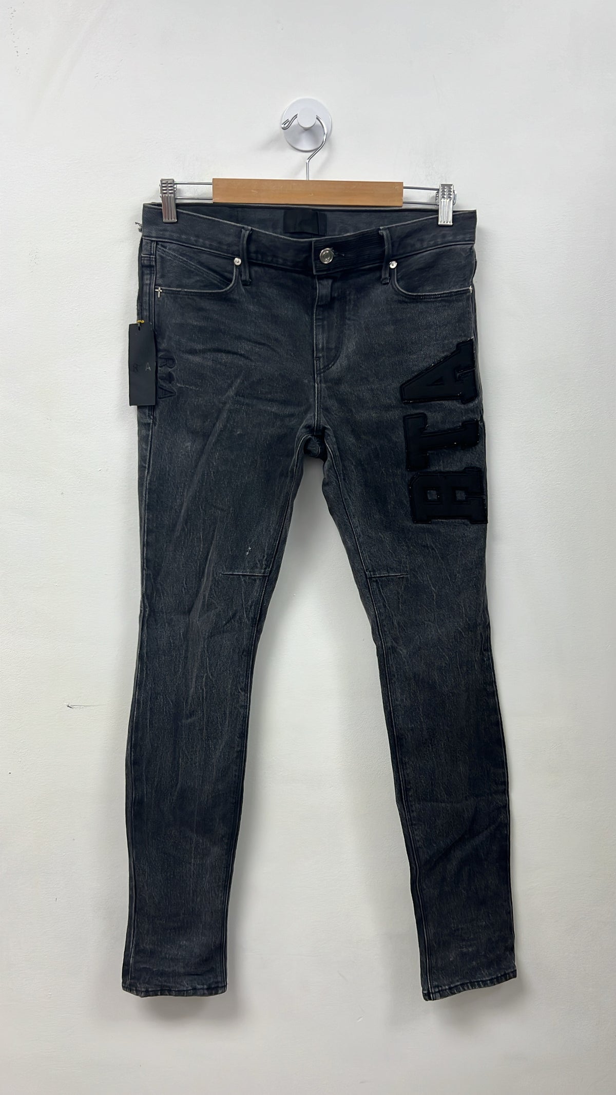 RTA Grey Varsity Patch Jeans