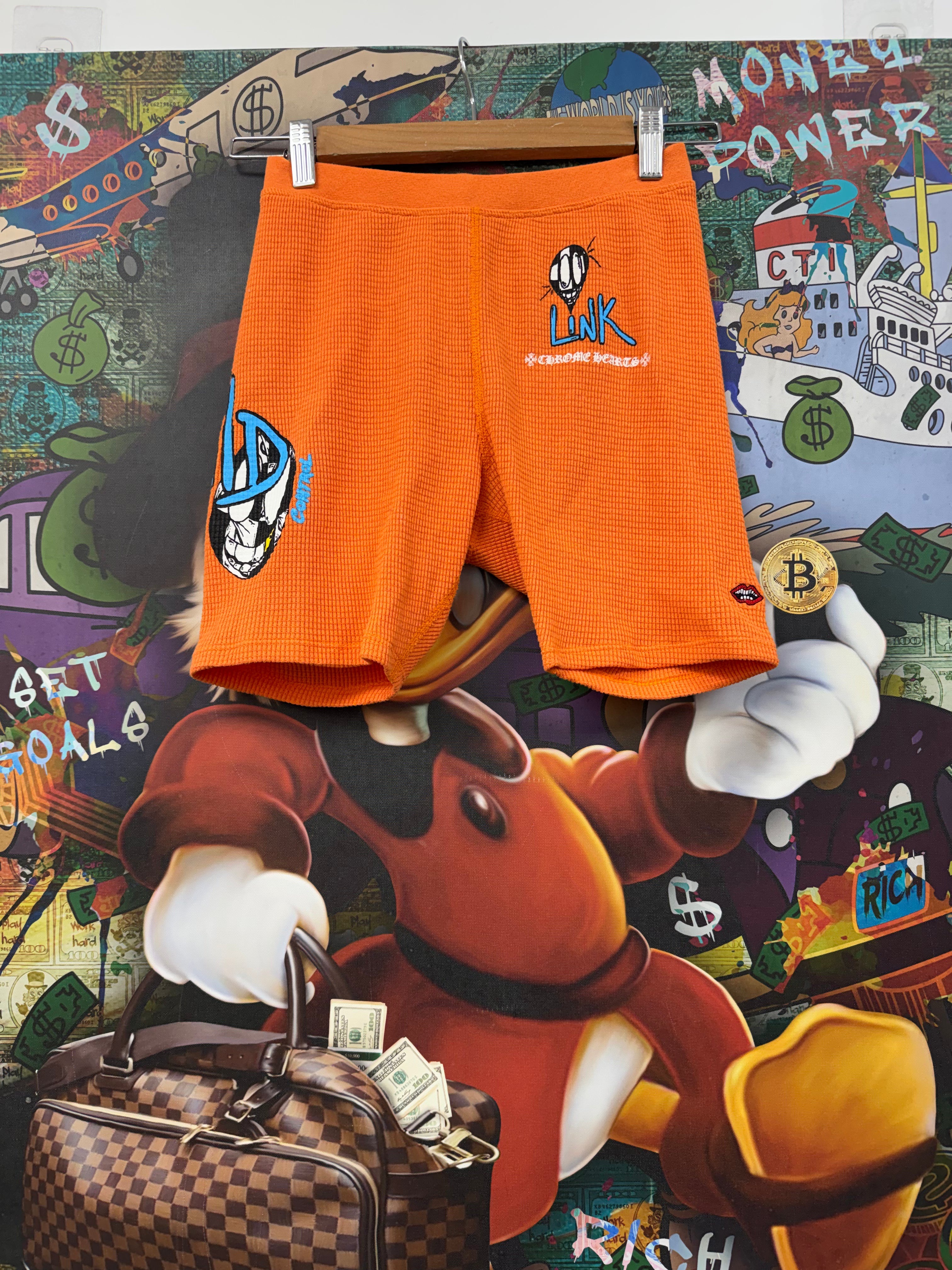 Chrome Hearts Matty Boy Orange Link Biker Thermal Shorts