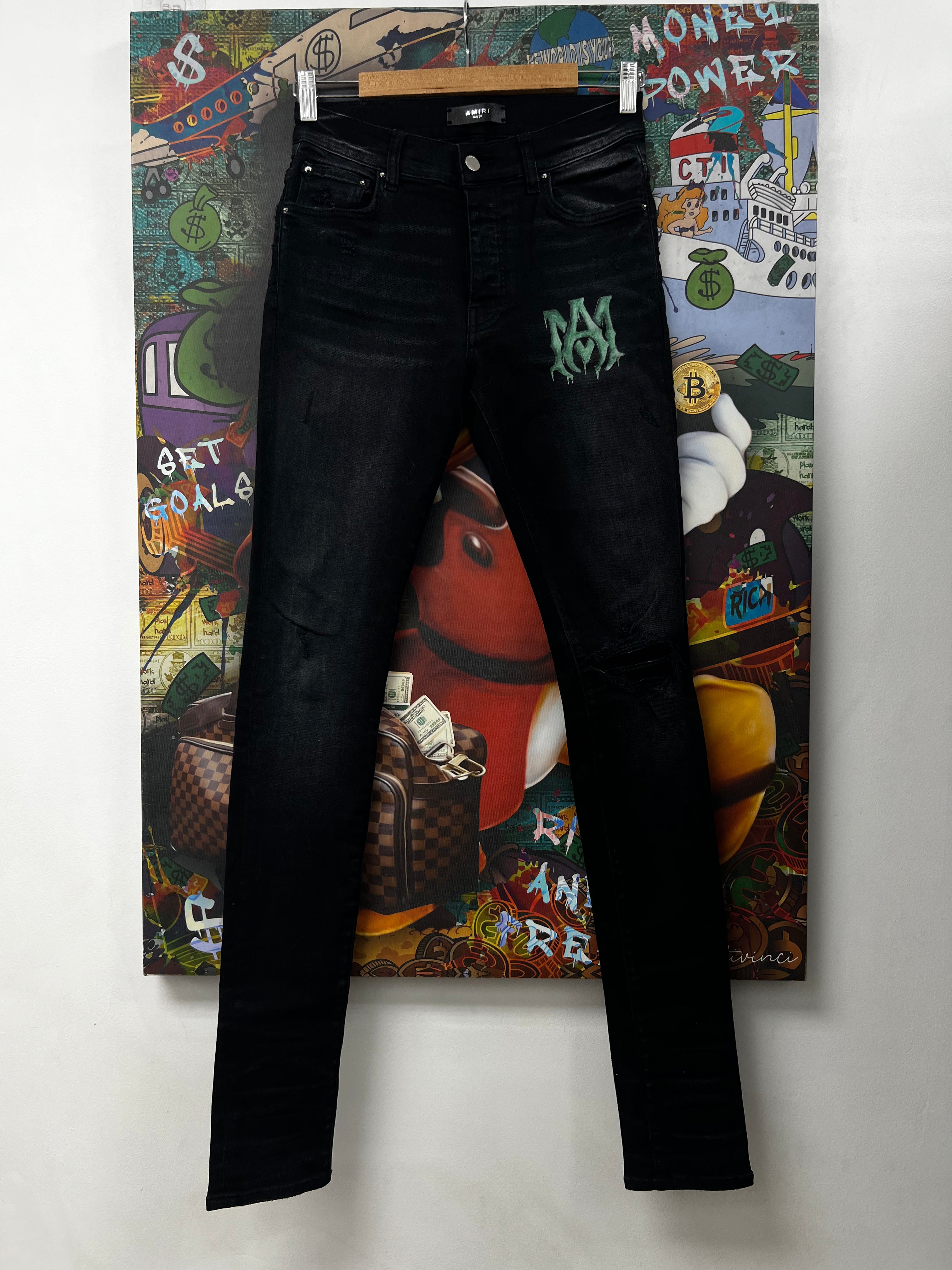 Amiri Black Wash Slime MA Logo Jeans