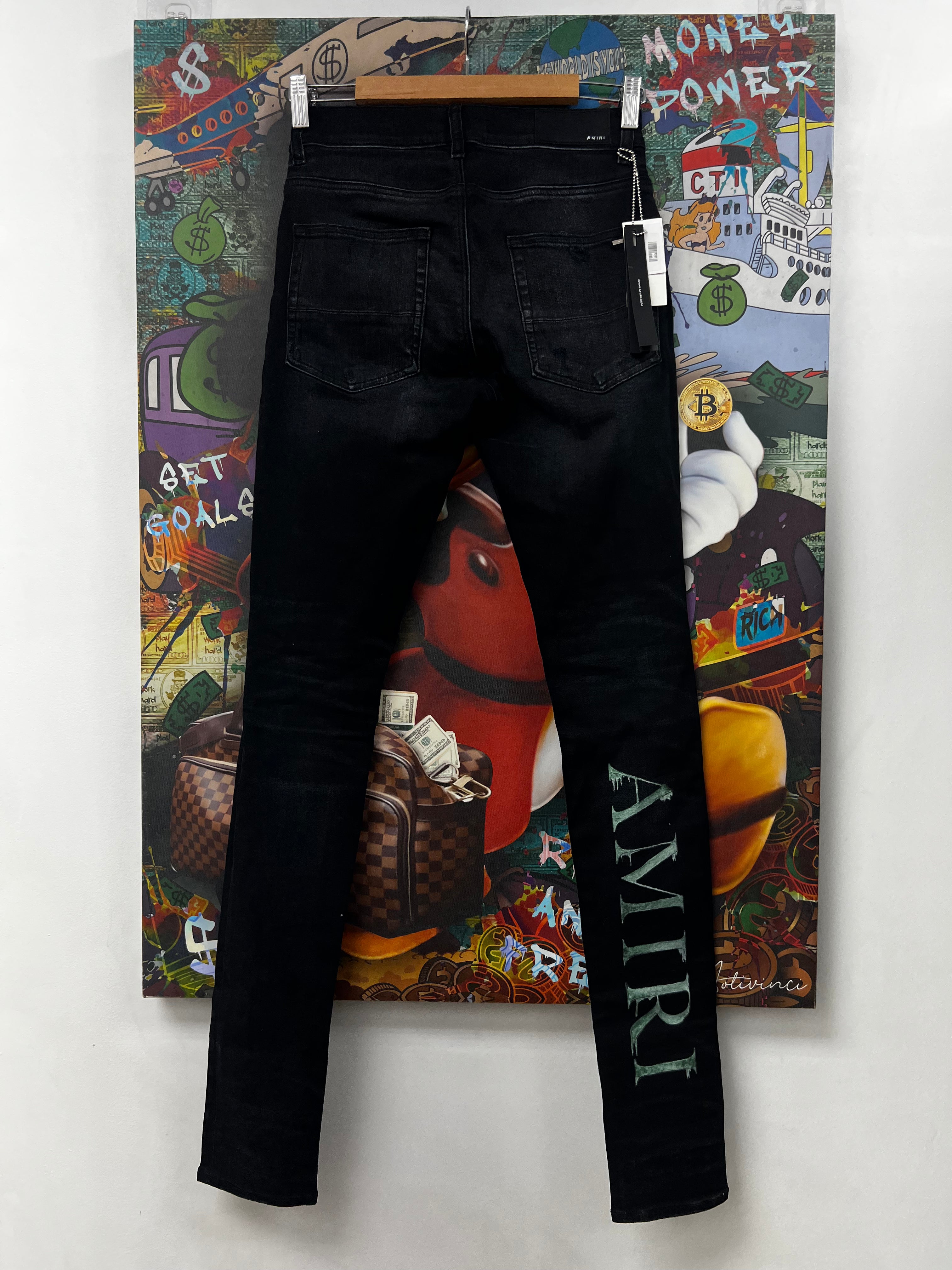 Amiri Black Wash Slime MA Logo Jeans