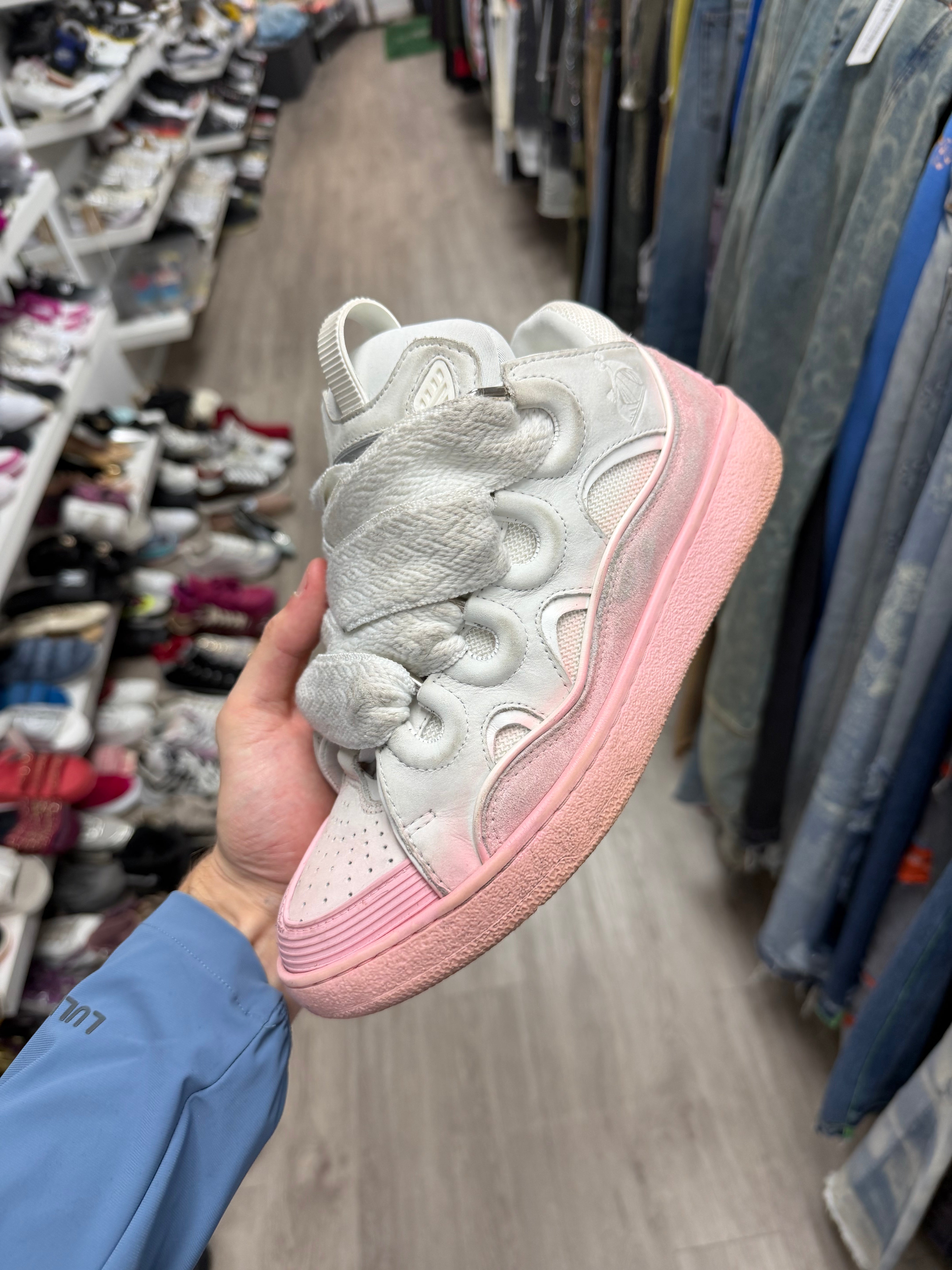 Lanvin Curb White Pink 38 (US 5) Used With Box