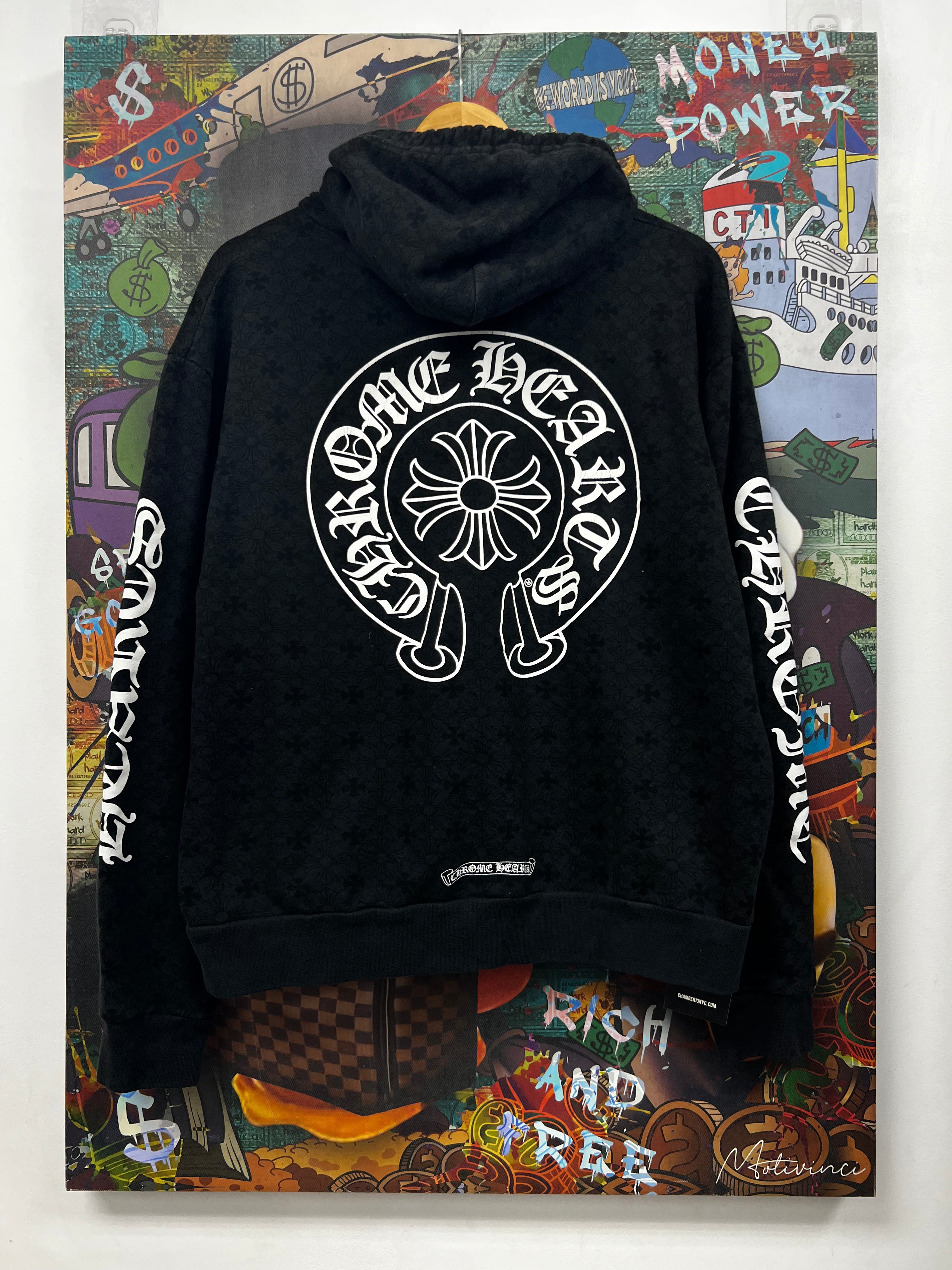 Chrome Hearts Black Plus Monogram Horseshoe Pullover Hoodie