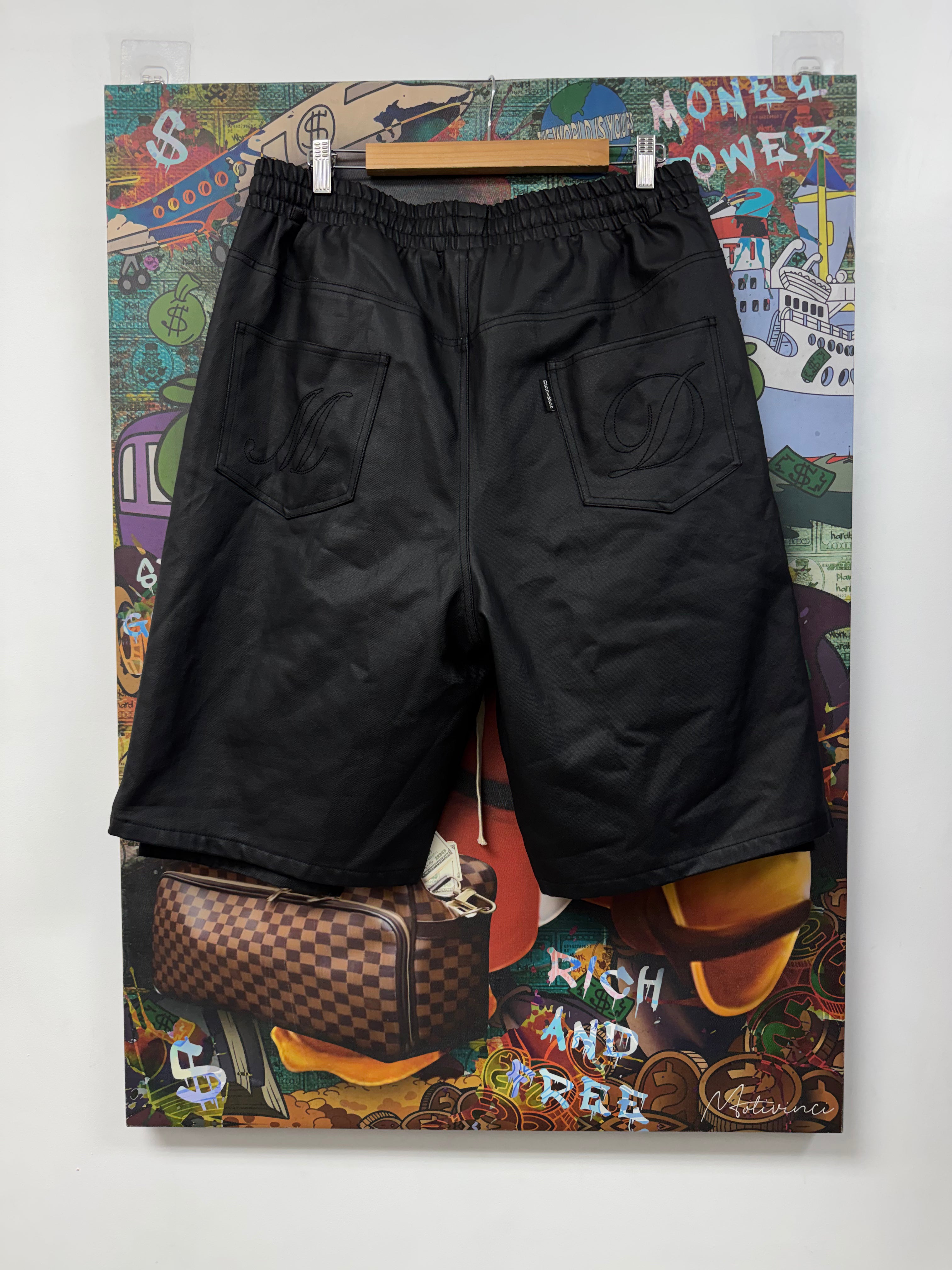 Matiere De Desires Black Leather Double Knee Shorts