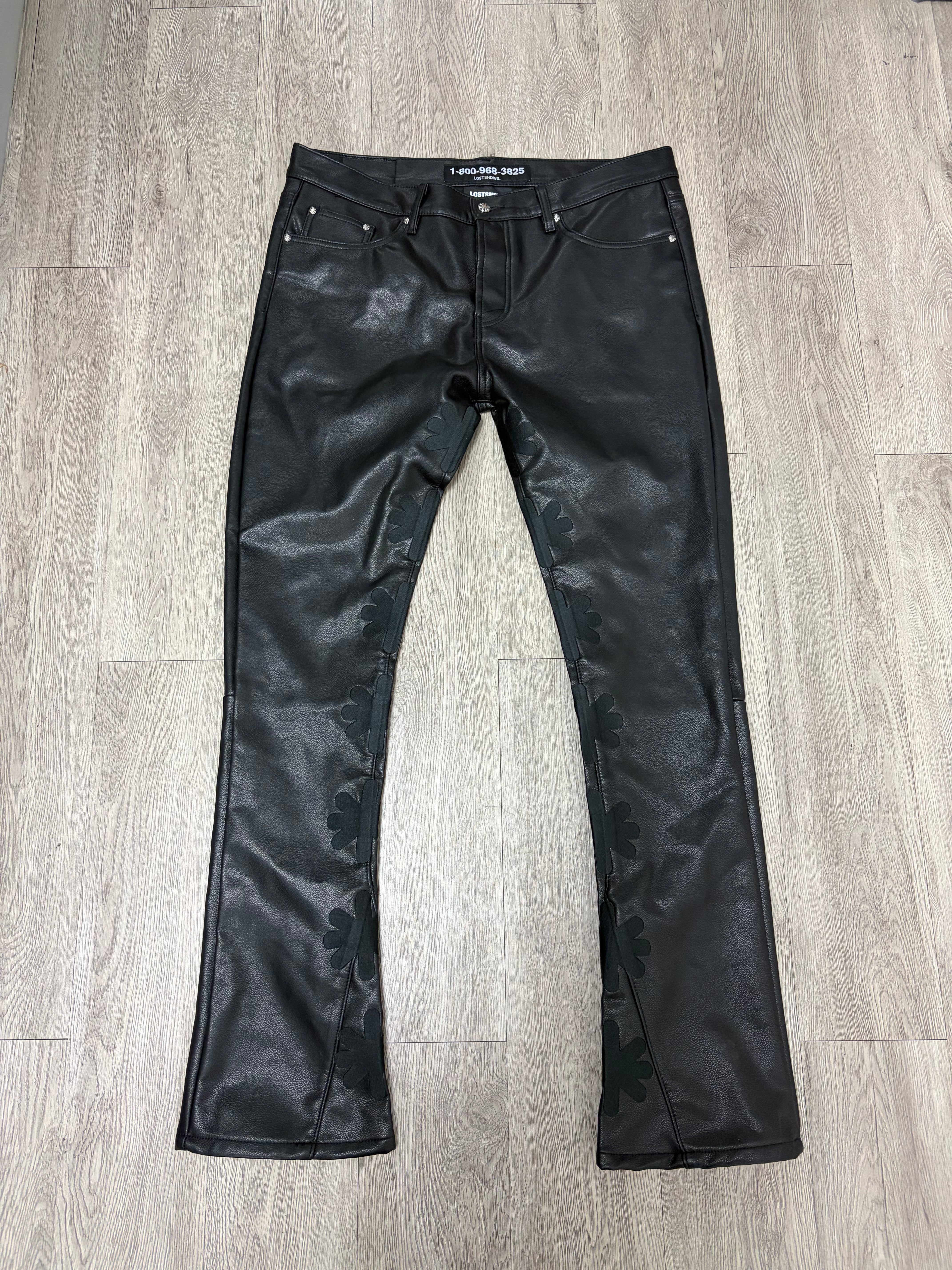 LOSTSHDWS Black Black Leather Jeans