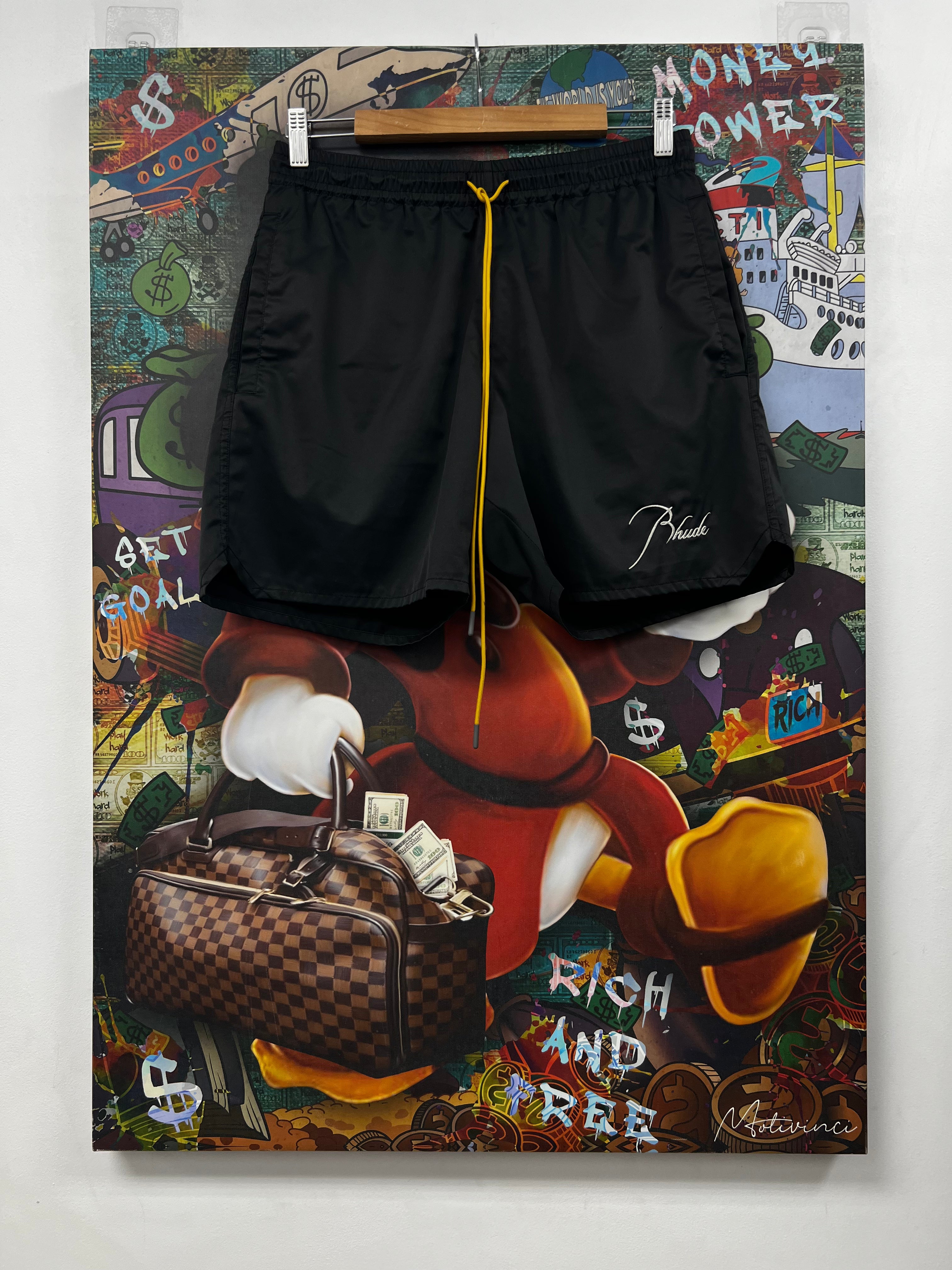 Rhude Black Script Swim Trunks