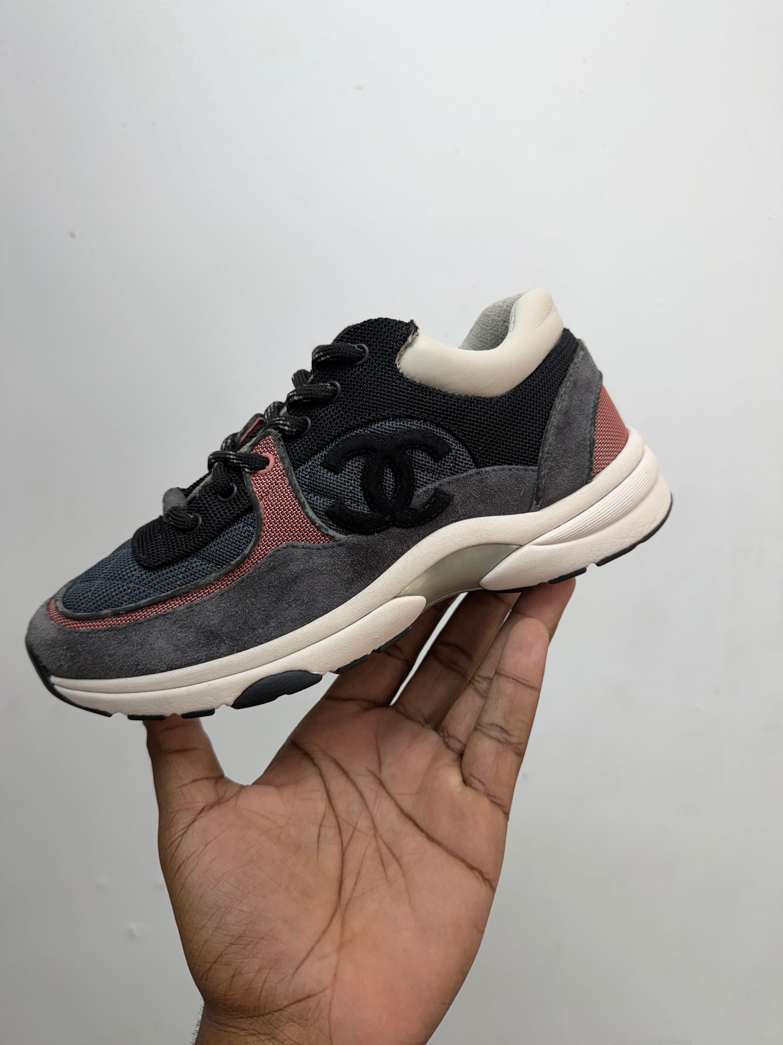 Chanel Grey Pink Sneakers