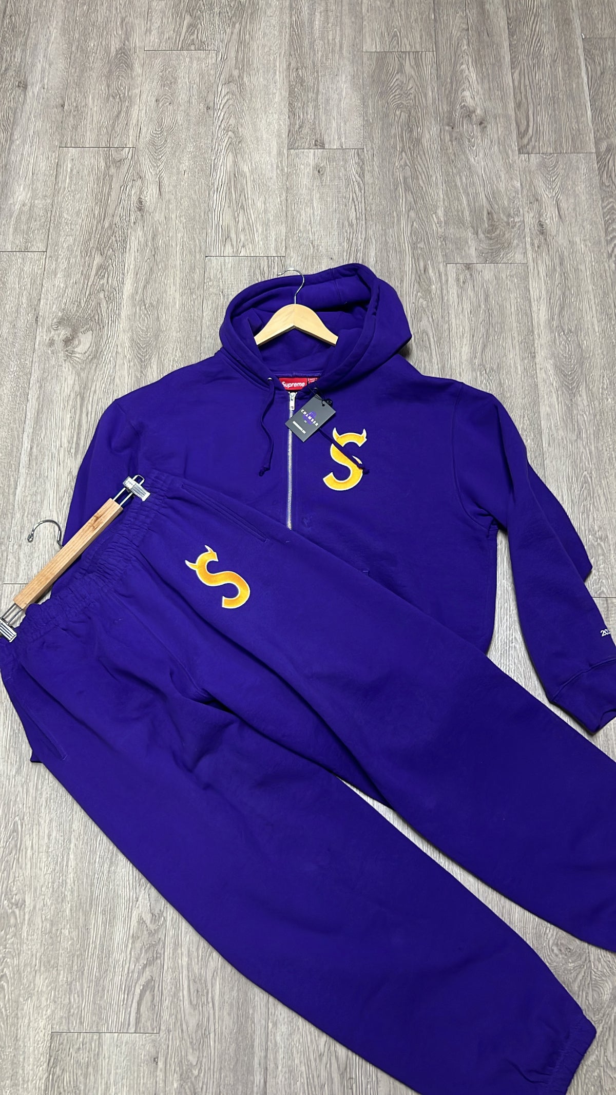 Supreme Purple Yellow Devil S Logo Sweatsuit