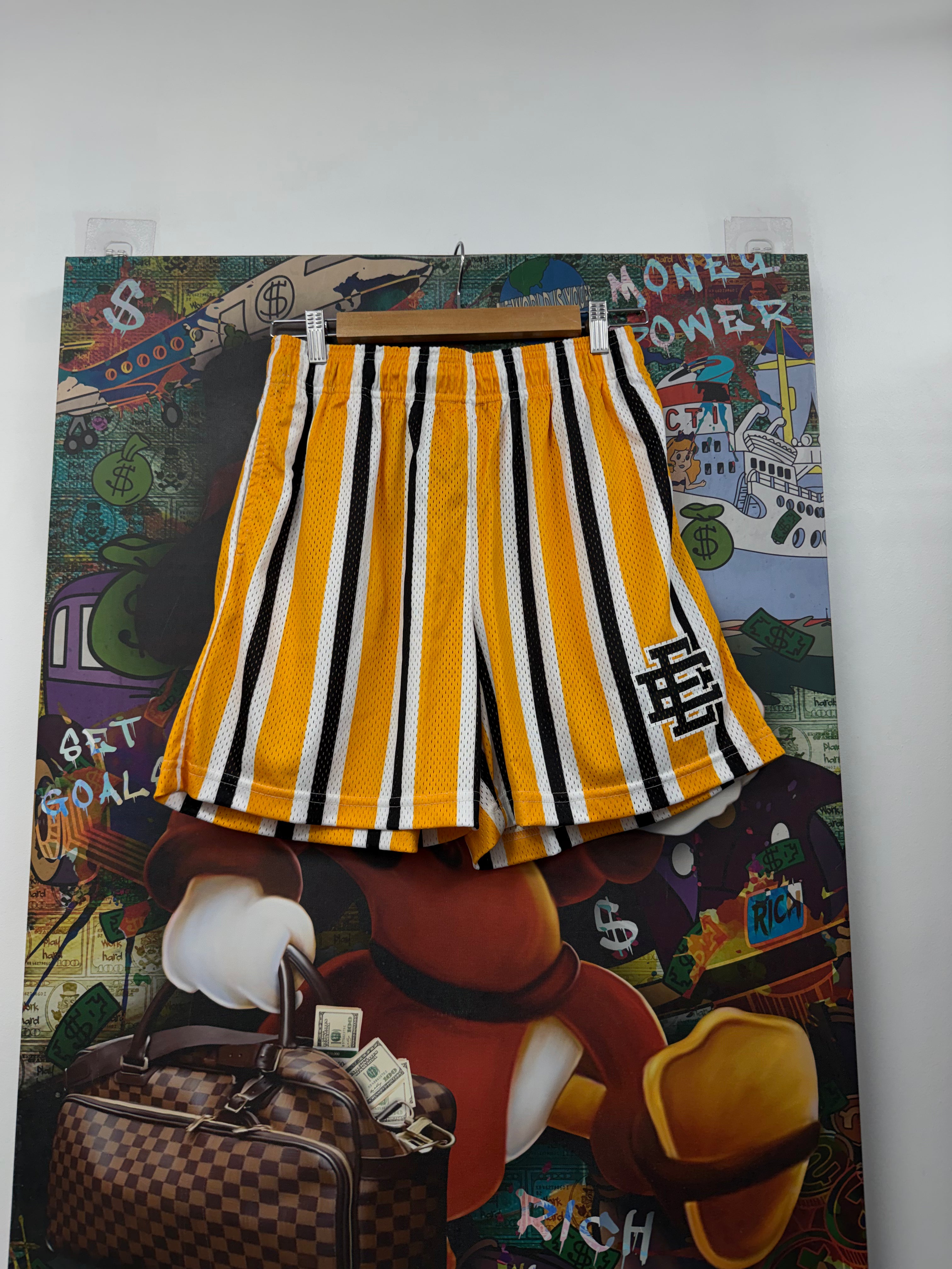 Eric Emanuel Black Yellow Striped Shorts