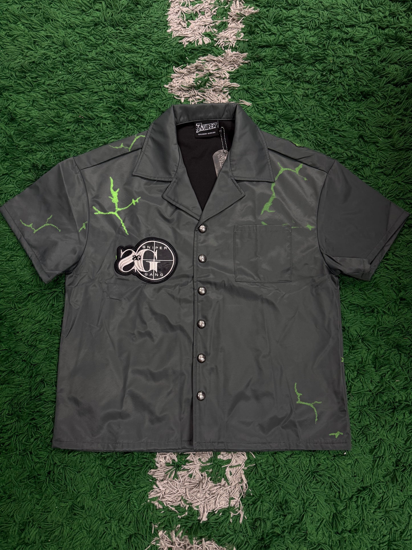 Triple 7 Nylon Shirt Grey Green (S-XL) New
