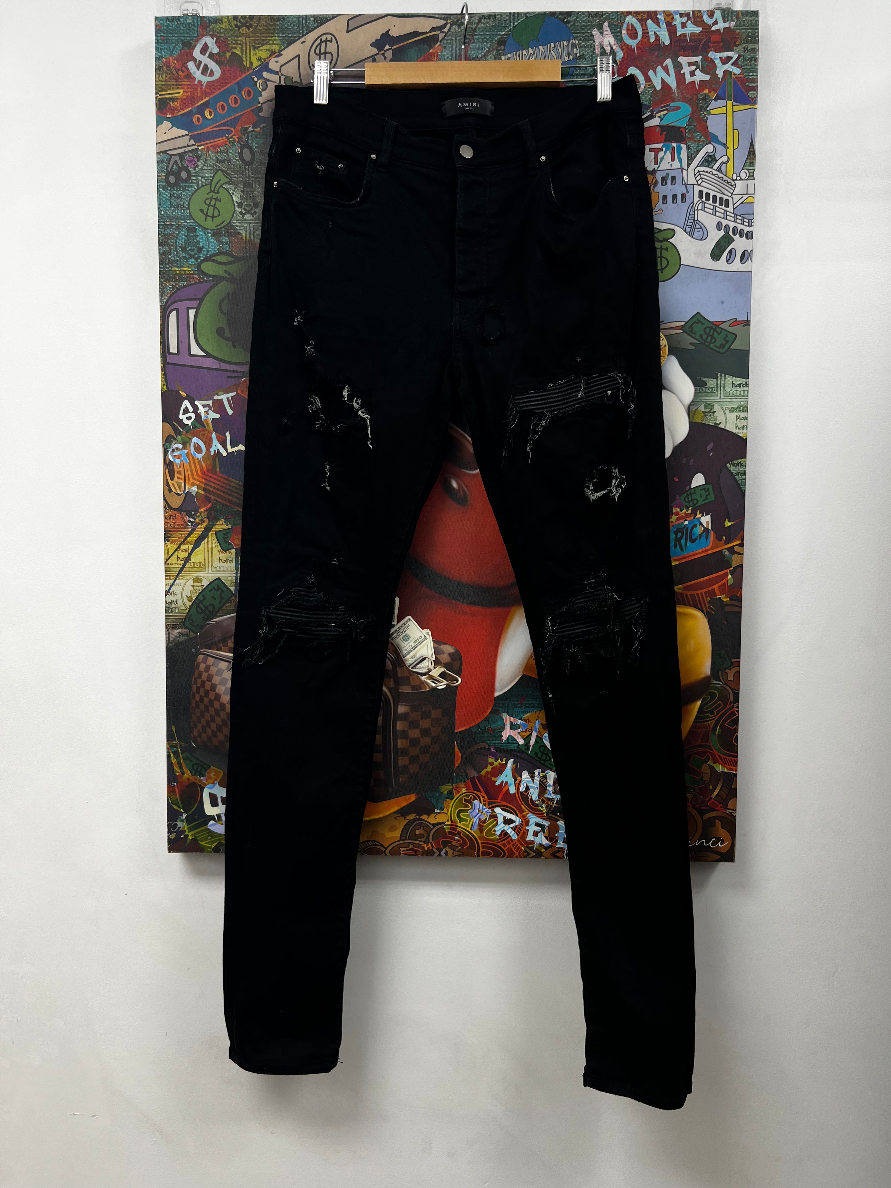 Amiri MX1 Black Black Patch (Repaired) Jeans