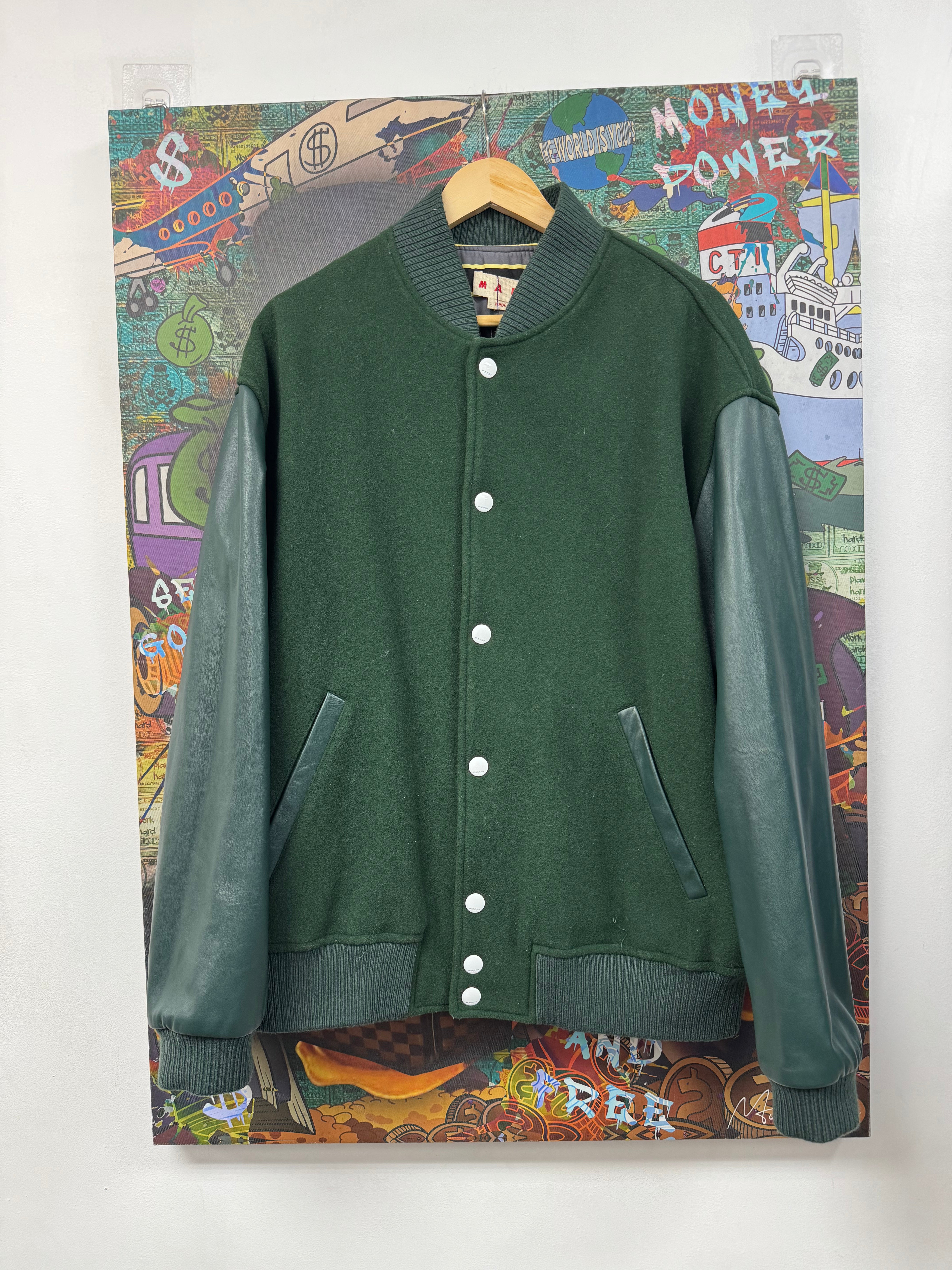 Marni Green Stitch Logo Bomber Jacket