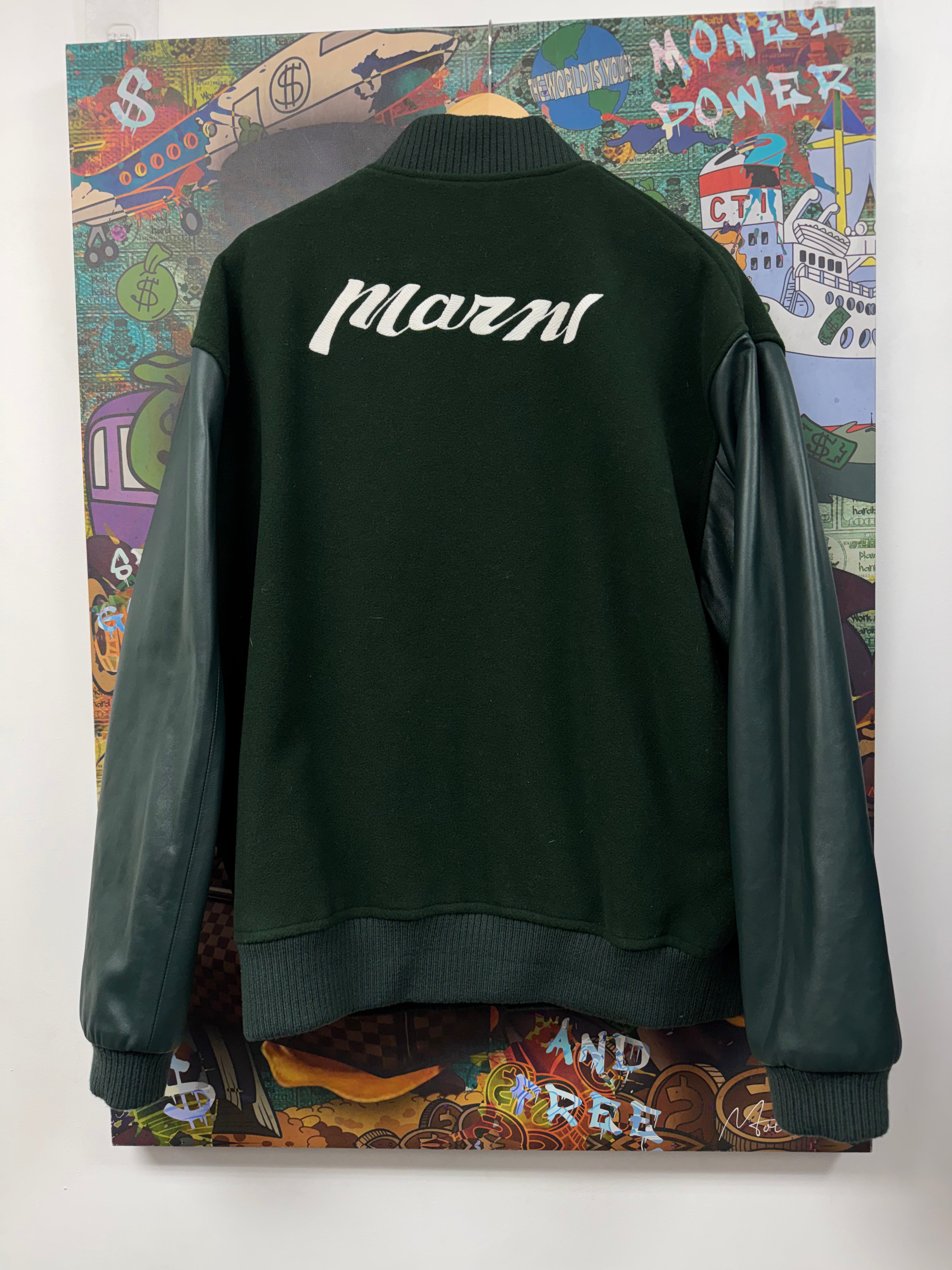 Marni Green Stitch Logo Bomber Jacket