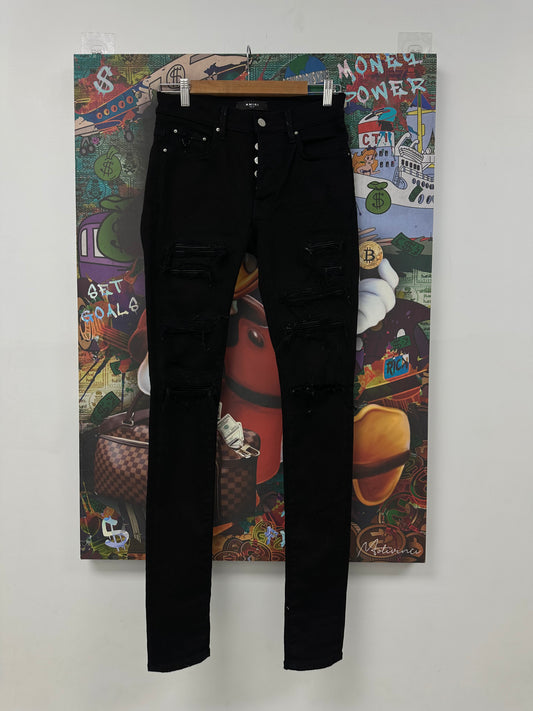 Amiri Black Thrasher Patch Jeans  Used 29 N/A