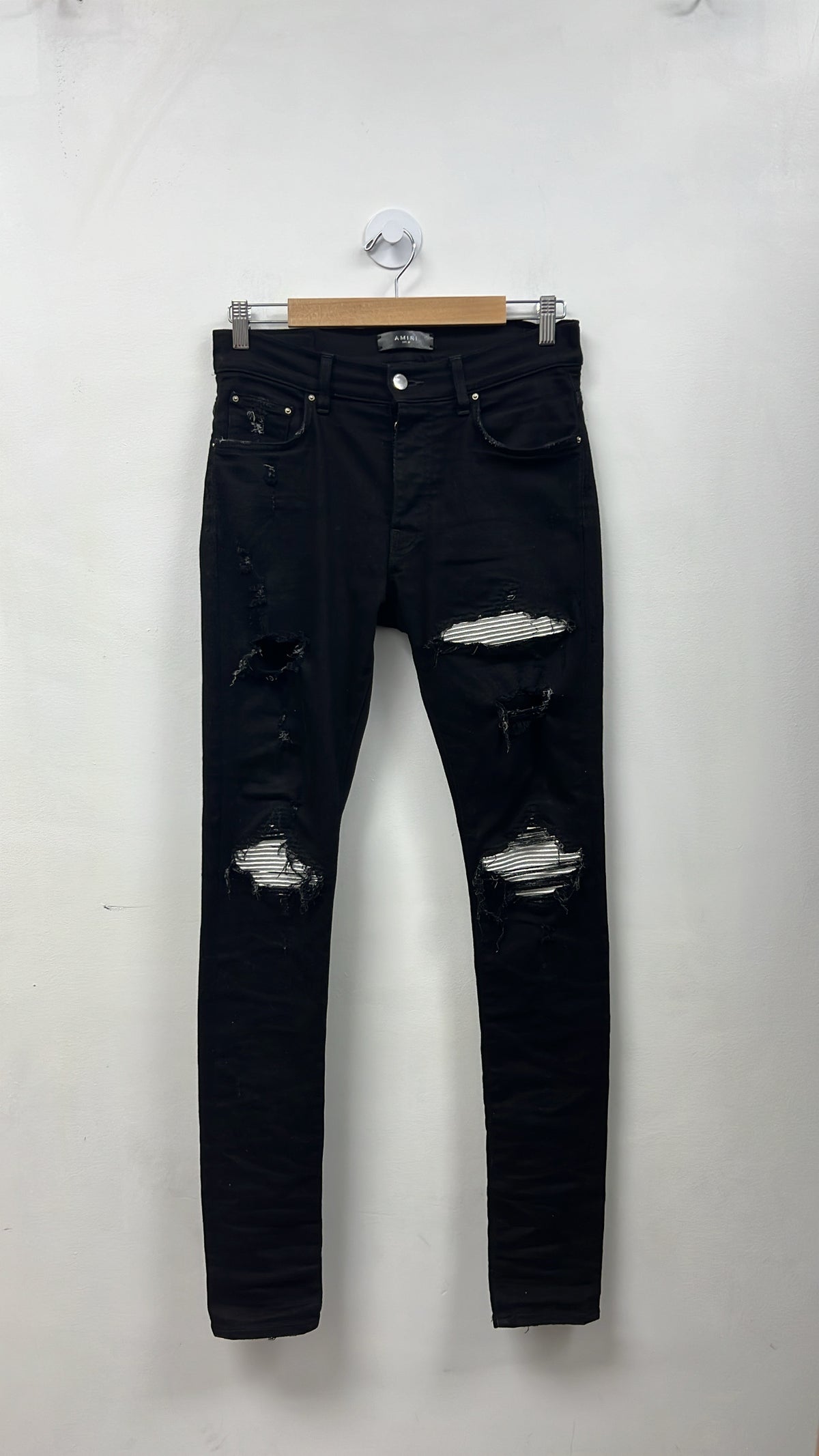 Amiri MX1 Black Silver Patch Jeans