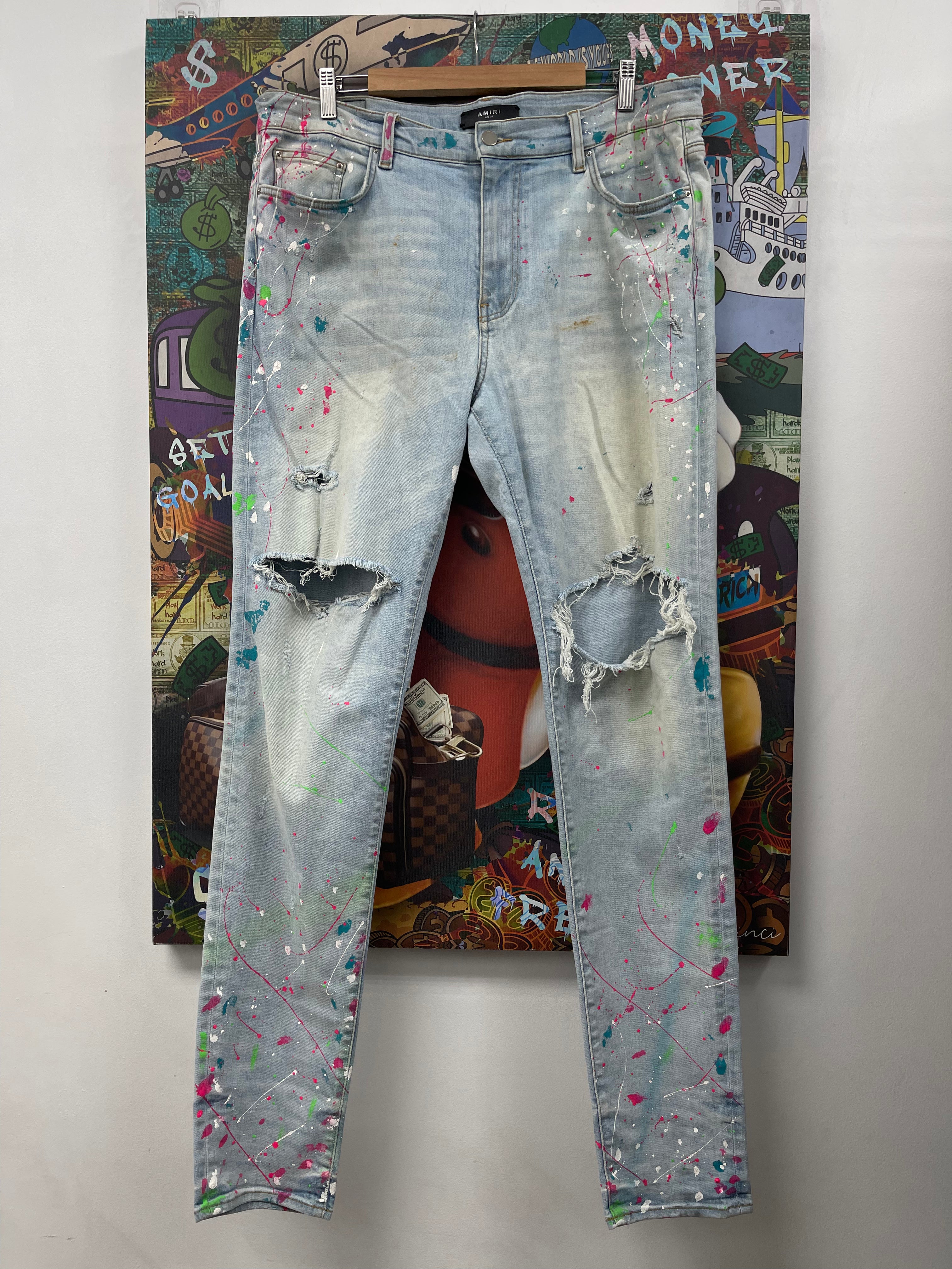 Amiri Light Wash South Beach Splatter Jeans