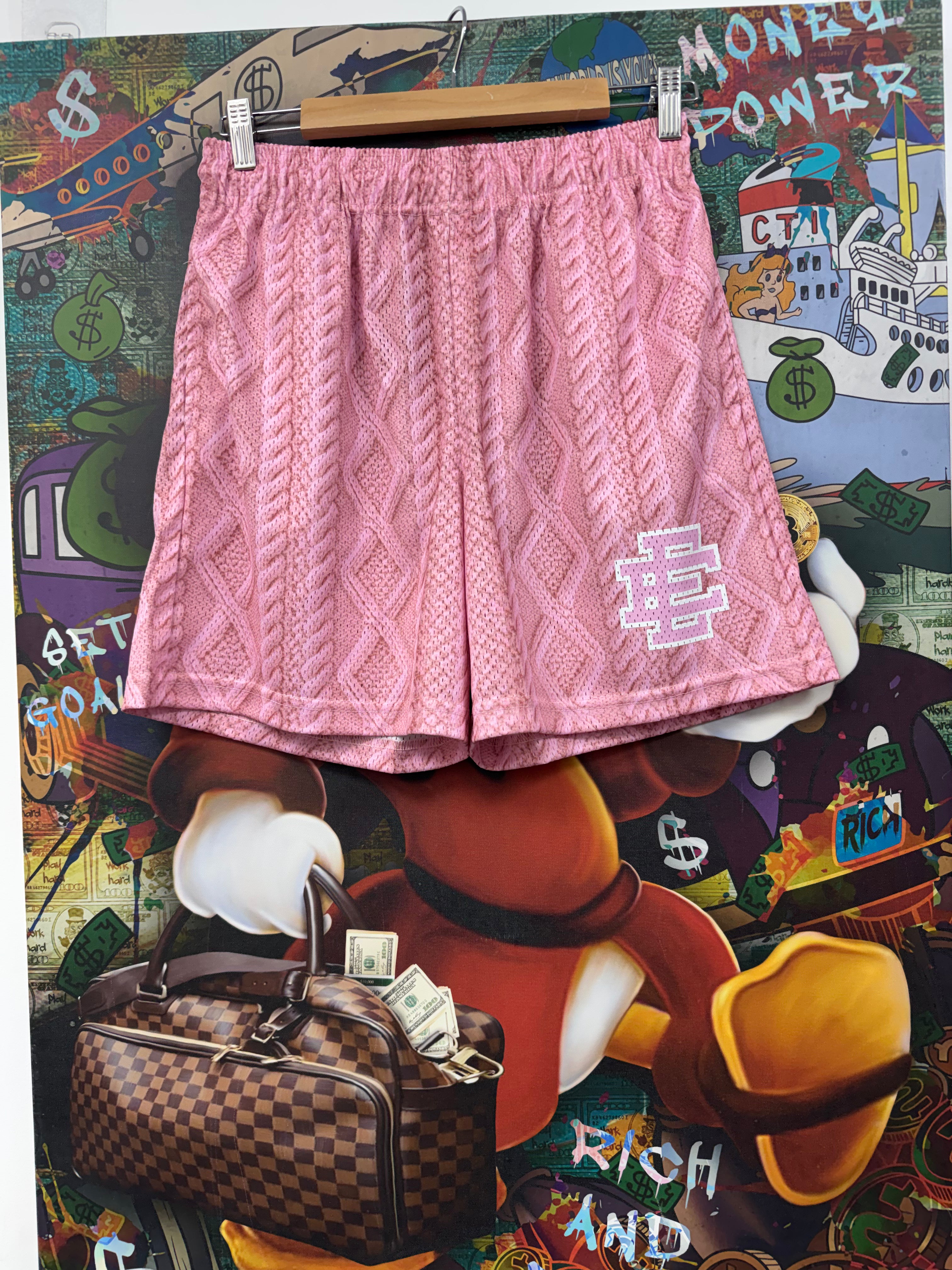Eric Emanuel Pink Cable Silk Shorts
