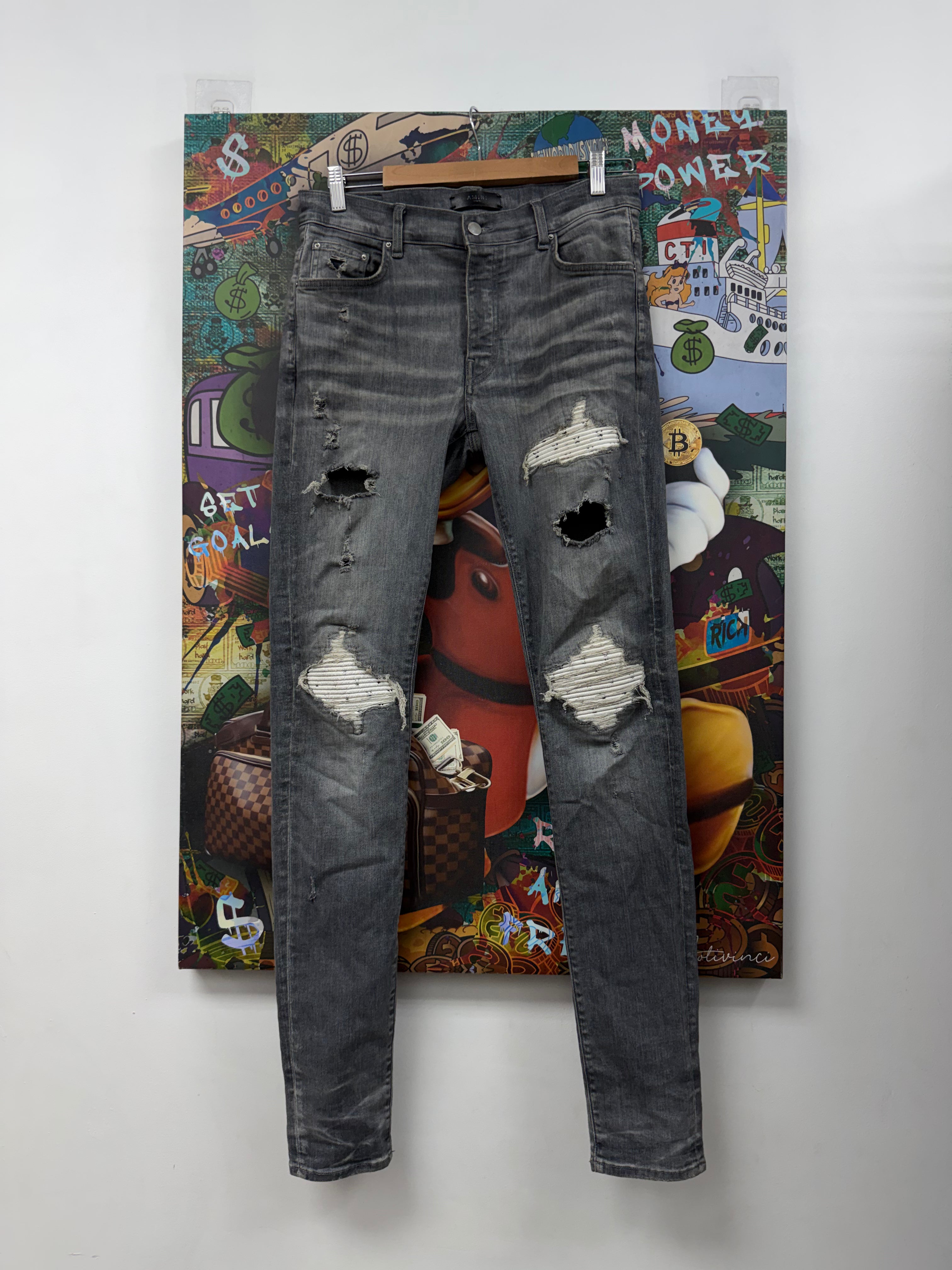 Amiri MX1 Grey Playboy Patch Jeans