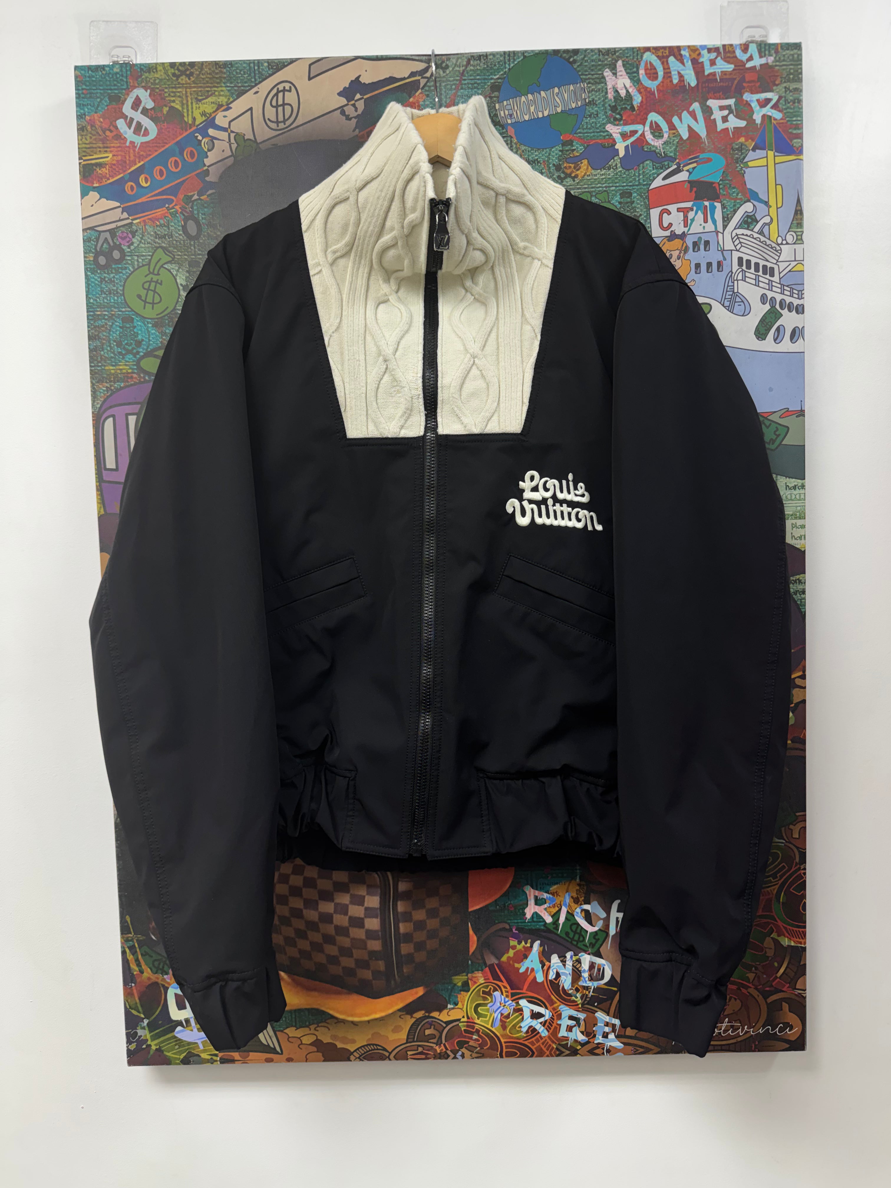 Louis Vuitton Black Cream Knit Pharell Jacket