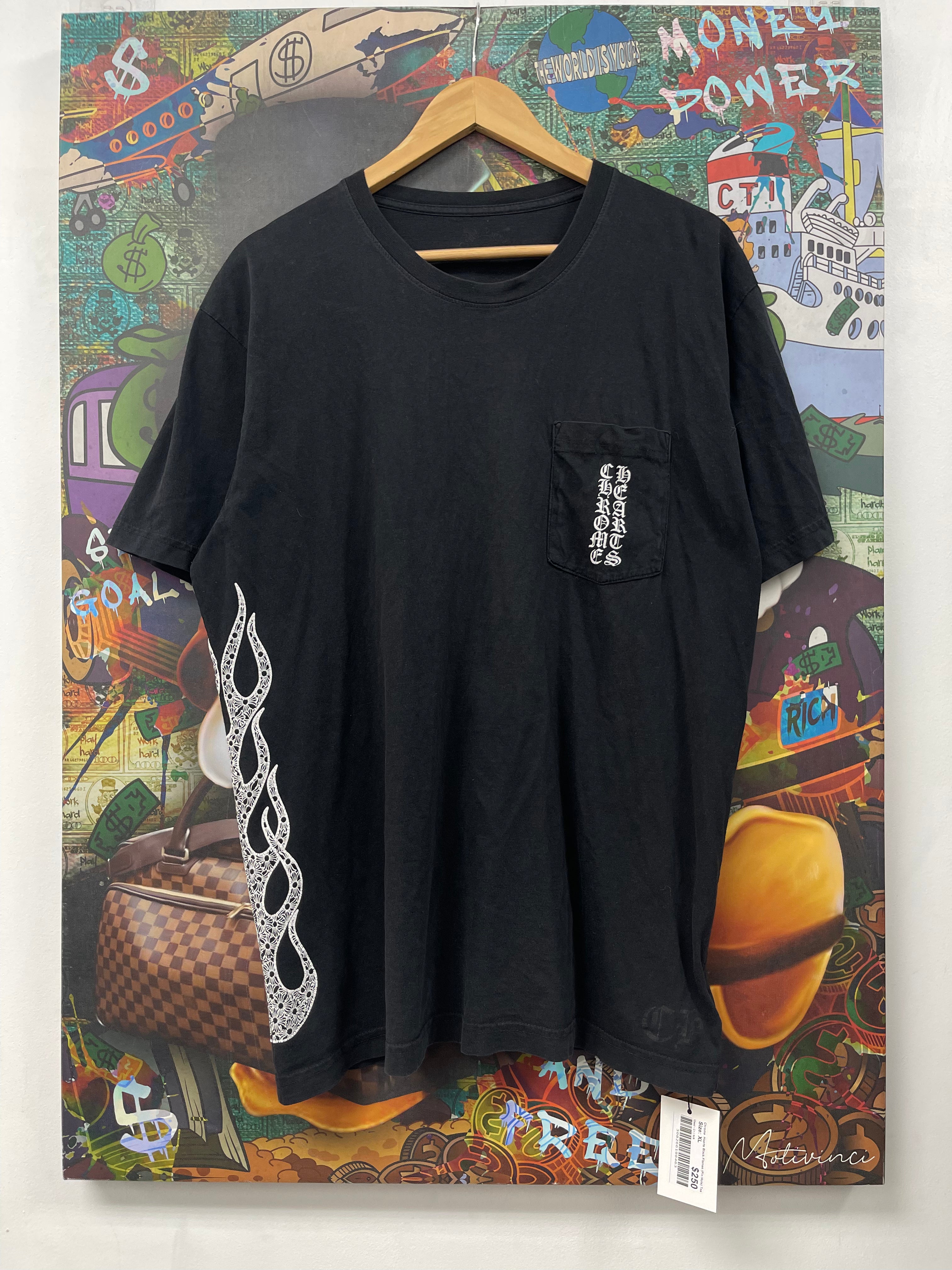 Chrome  Hearts Black Flames (Pin Hole) Tee