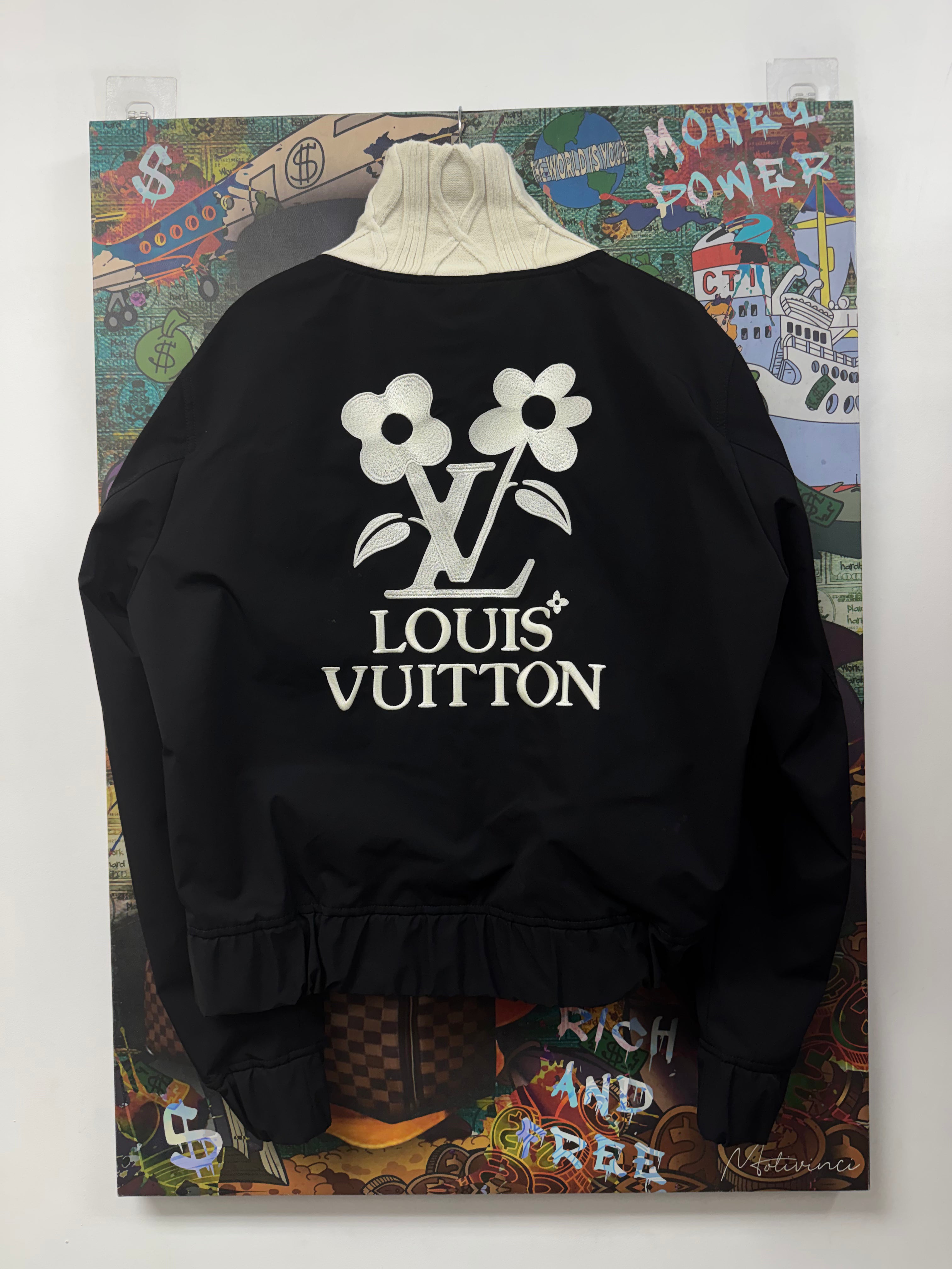 Louis Vuitton Black Cream Knit Pharell Jacket