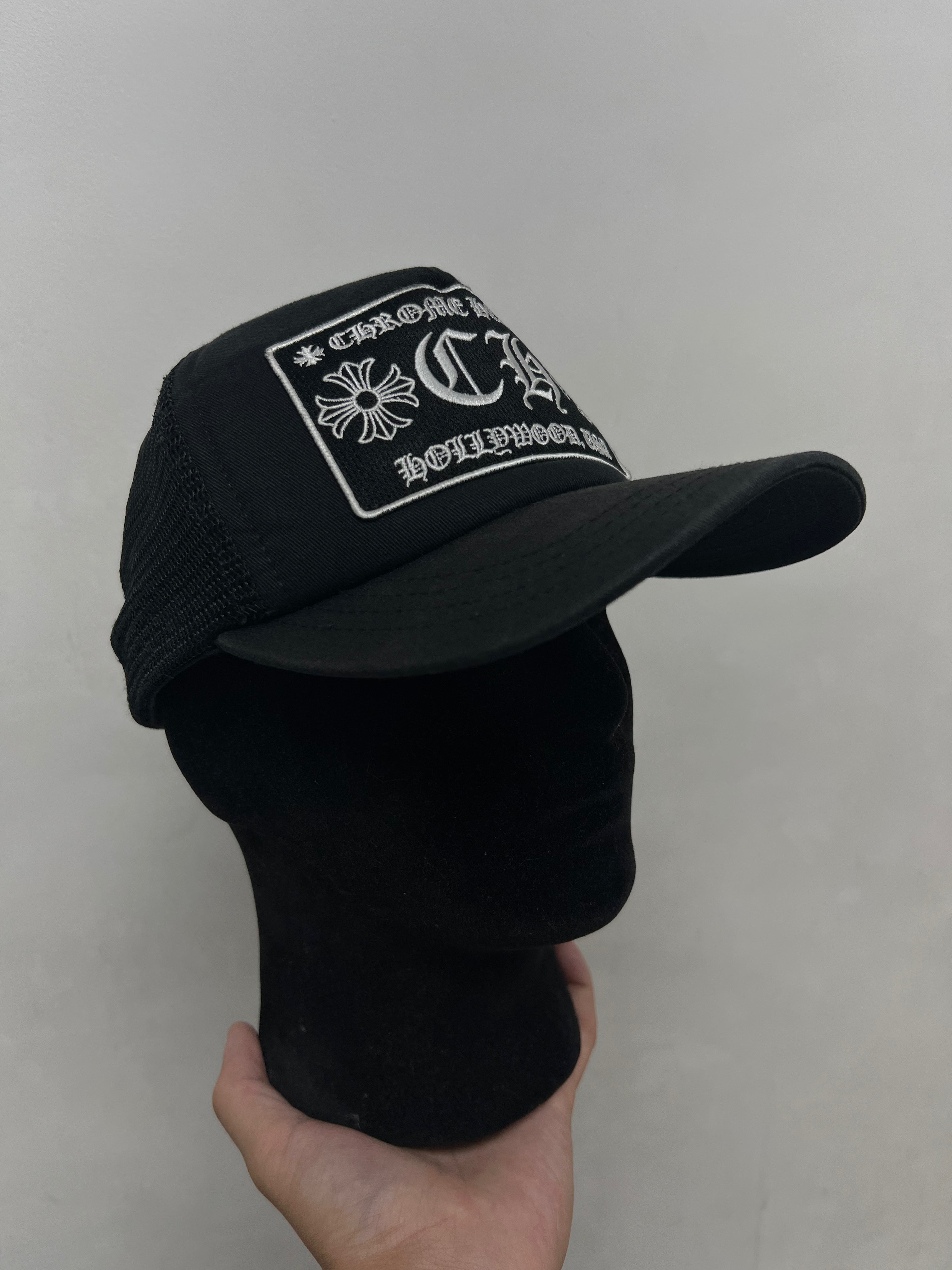 Chrome Hearts Black White CH Hollywood Trucker Hat