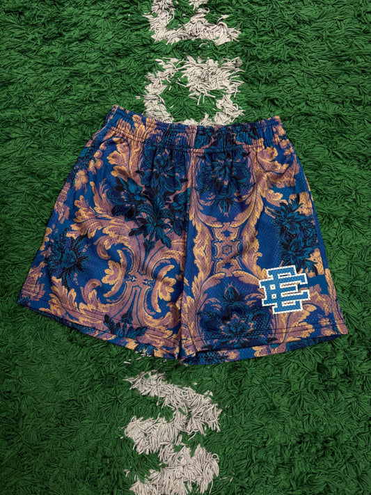 EE Shorts Blue Floral Blue Logo New Medium