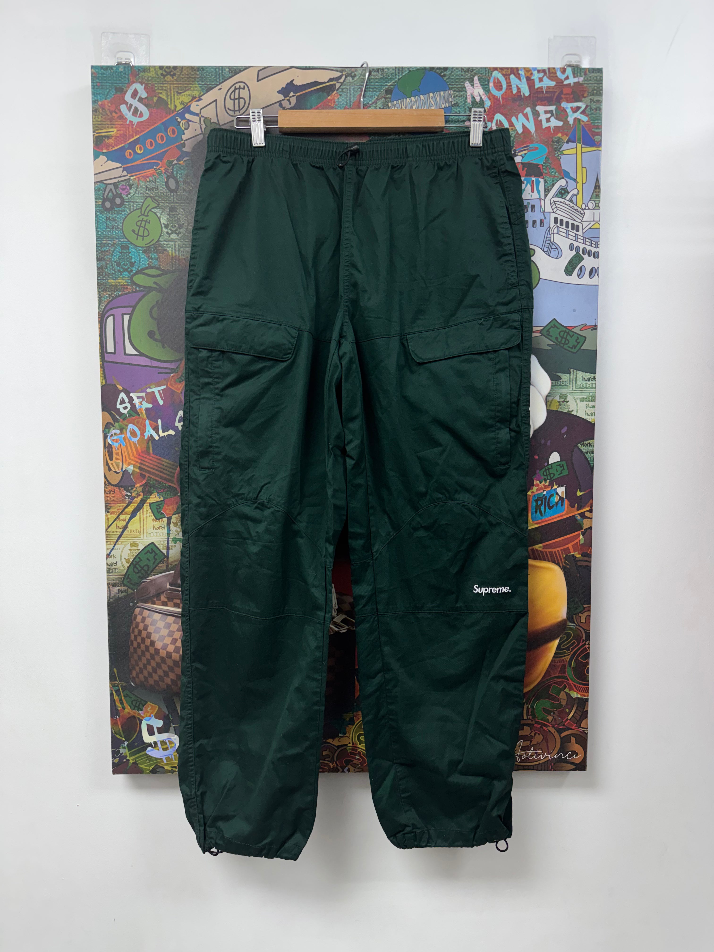 Supreme Green White Logo Cargo Pants