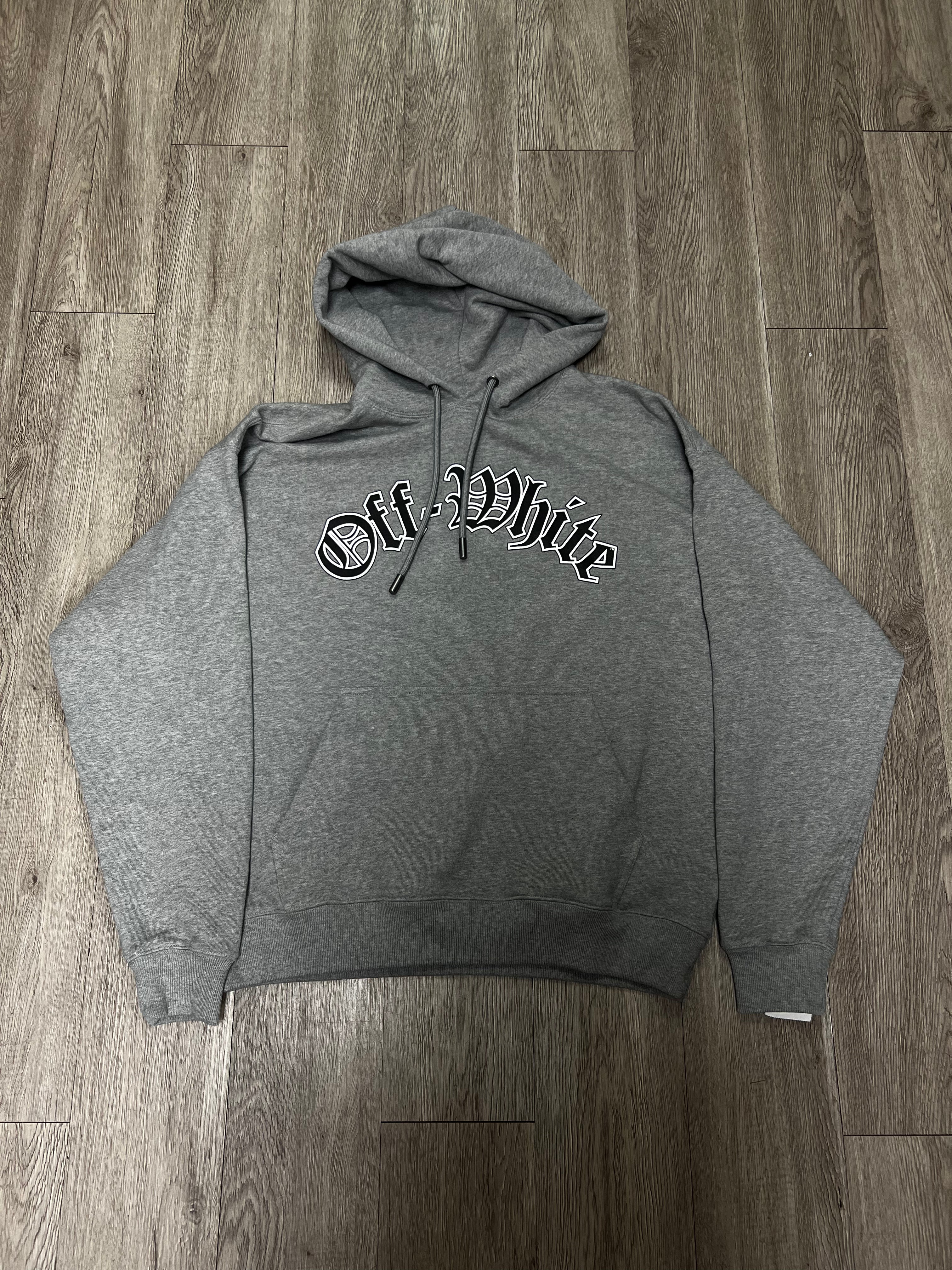 Off White Grey Black Arc Logo Hoodie