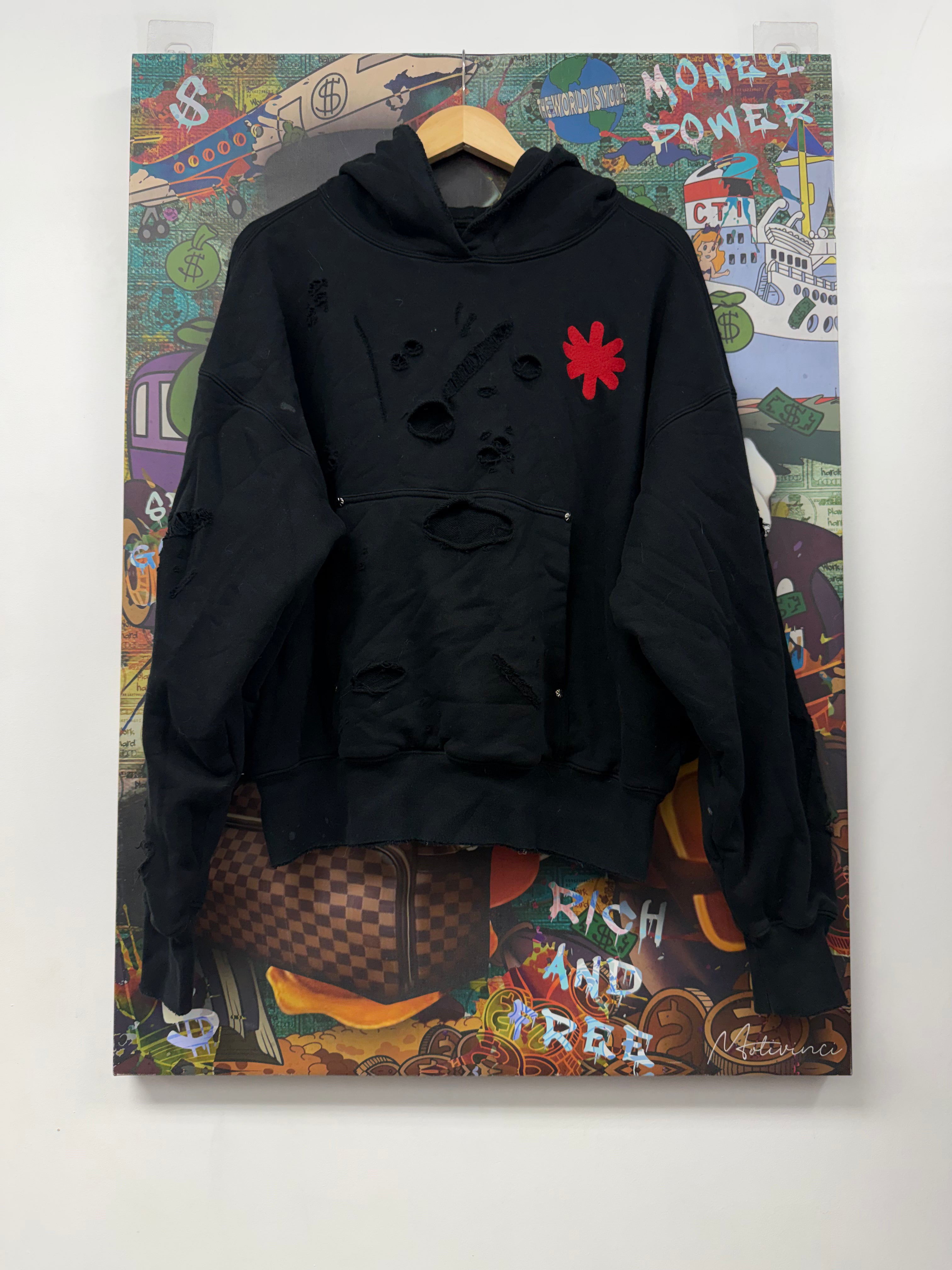 LOST SHDWS Black Red Double Layer Hoodie