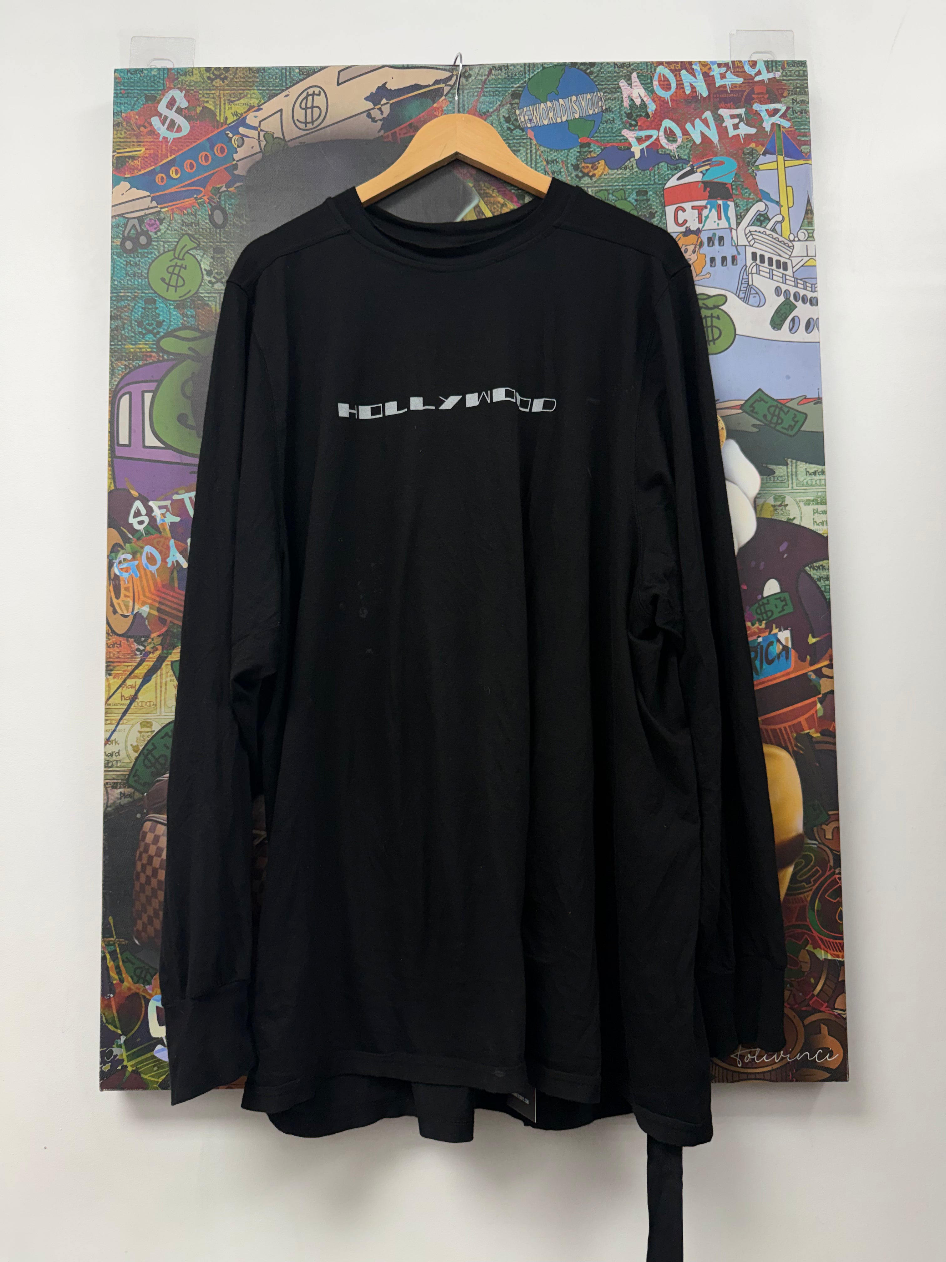 Rick Owens DRKSHDW Holywood Black White Logo LS Tee