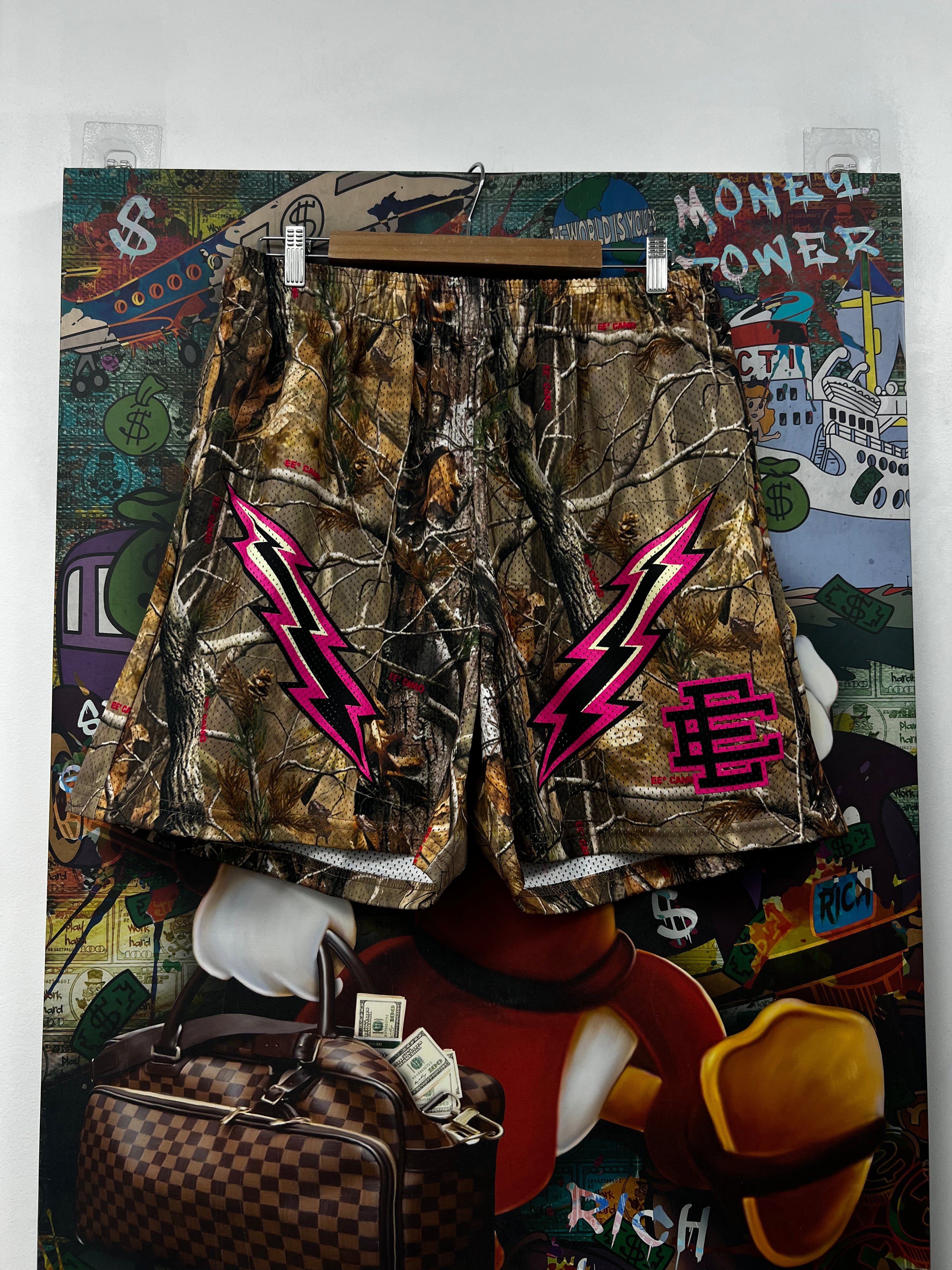 Eric Emanuel Realtree Camo Pink Bolt Shorts