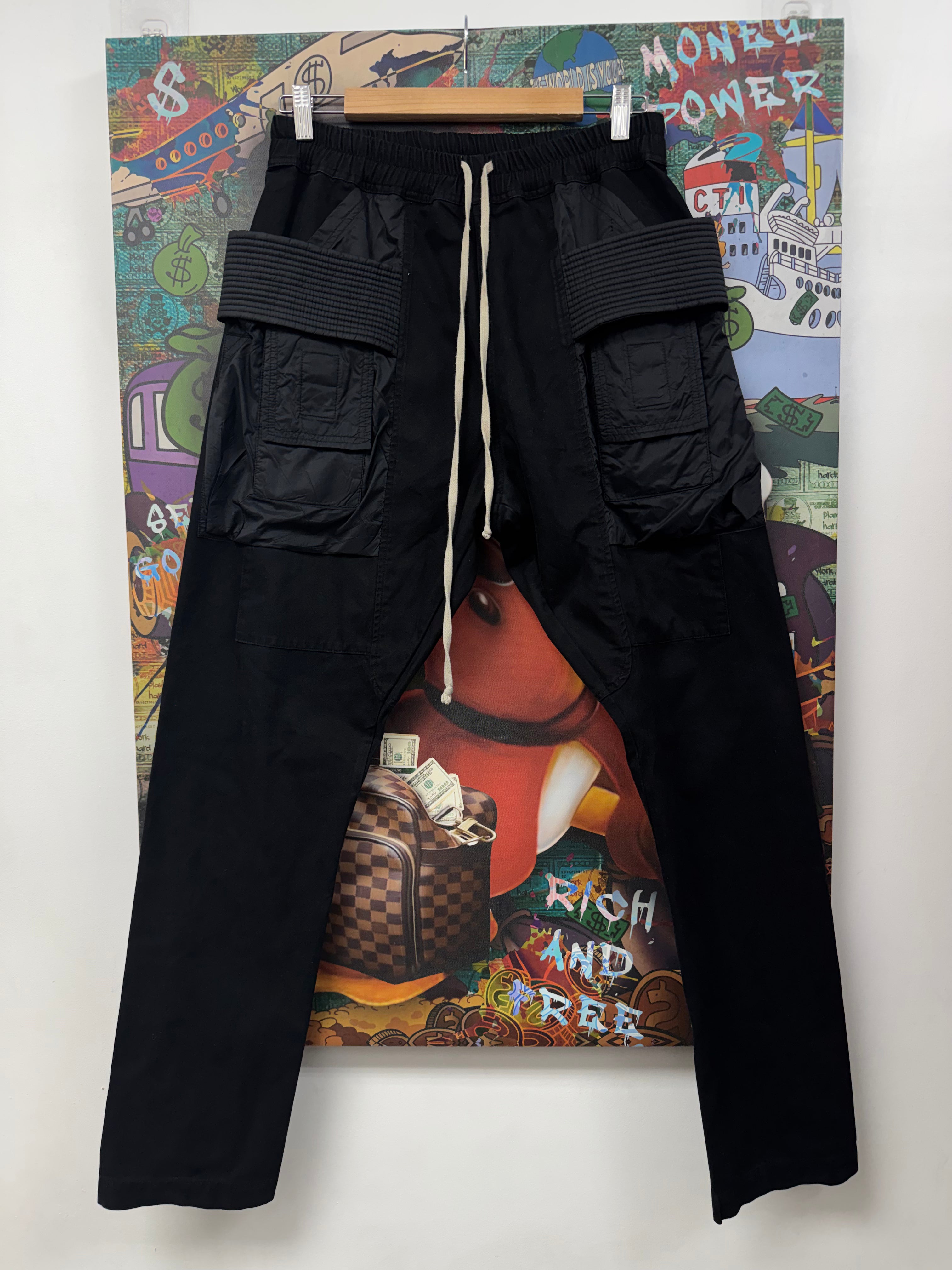 Rick Owens Black Nylon Creatch Cargo Pants