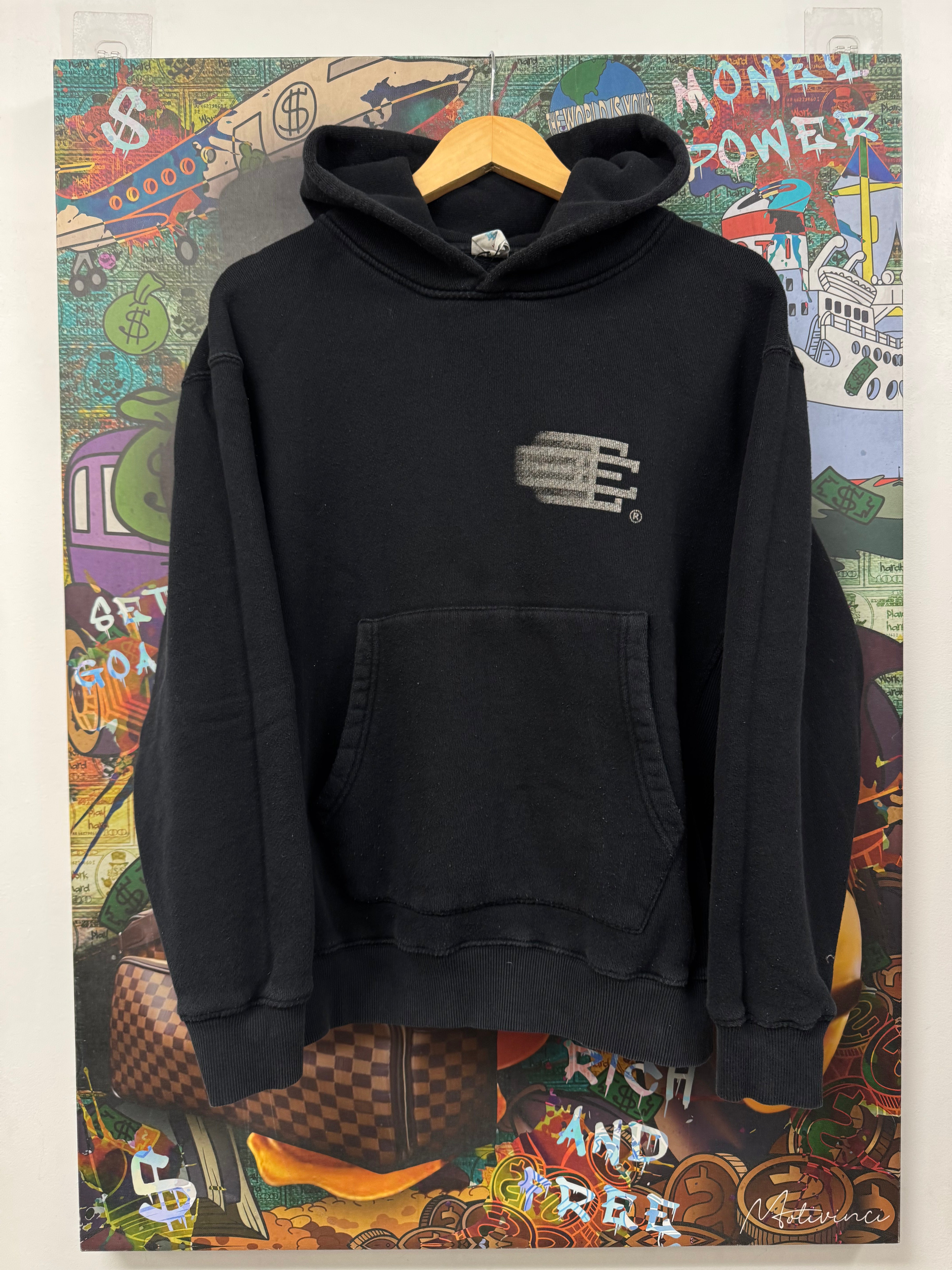 Eric Emanuel Black Silver Motion Logo Hoodie