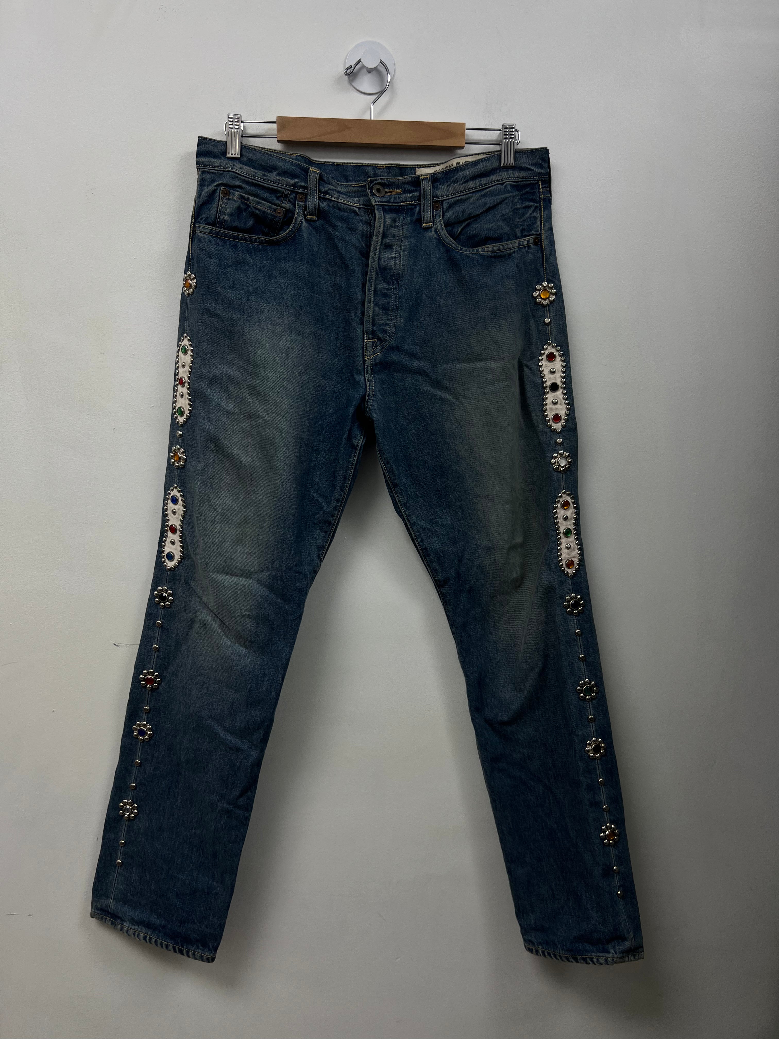 Kapital Light Wash Gem Stud Jeans
