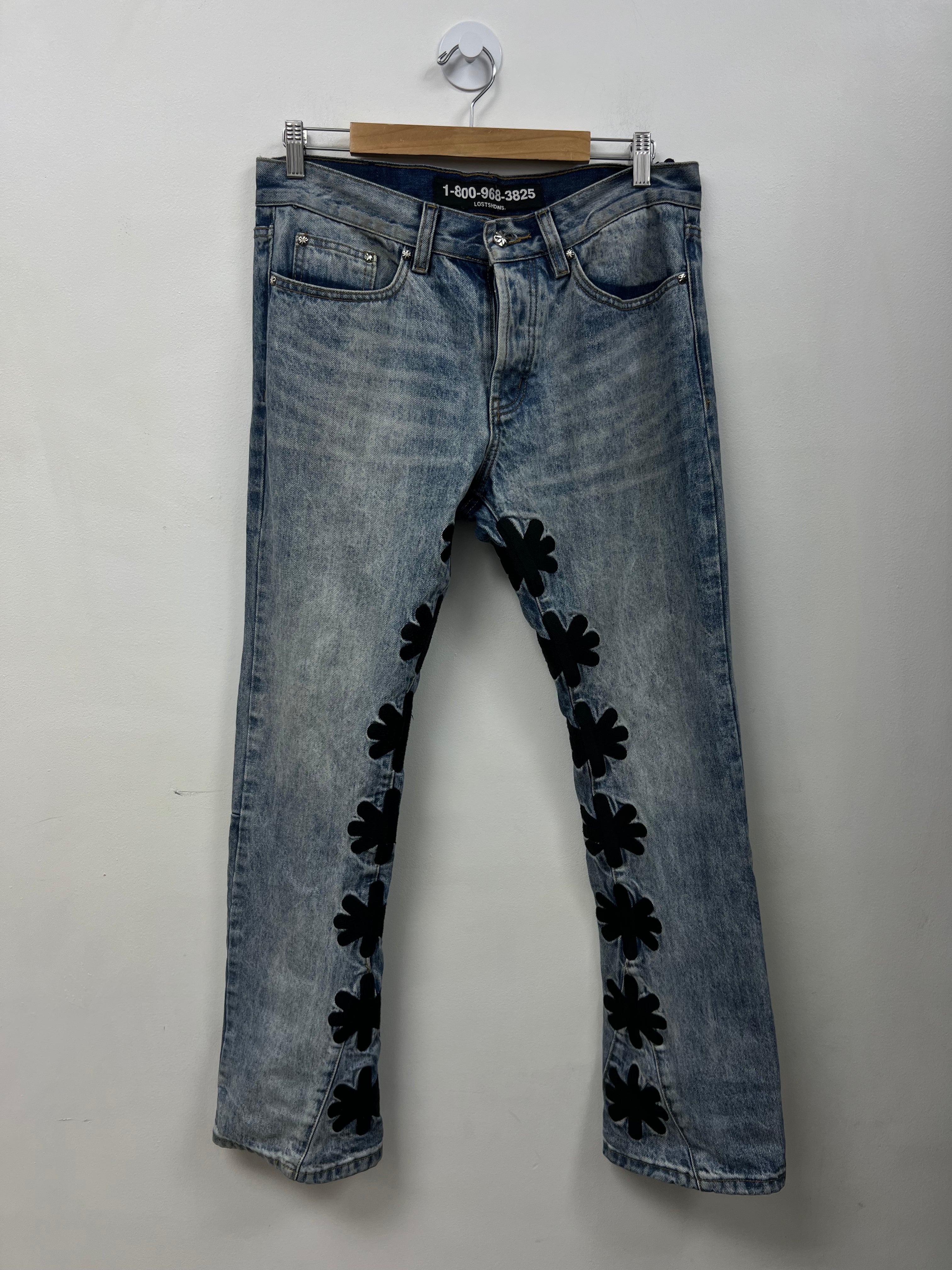LOST SHDWS Light Wash Black Stars Jeans