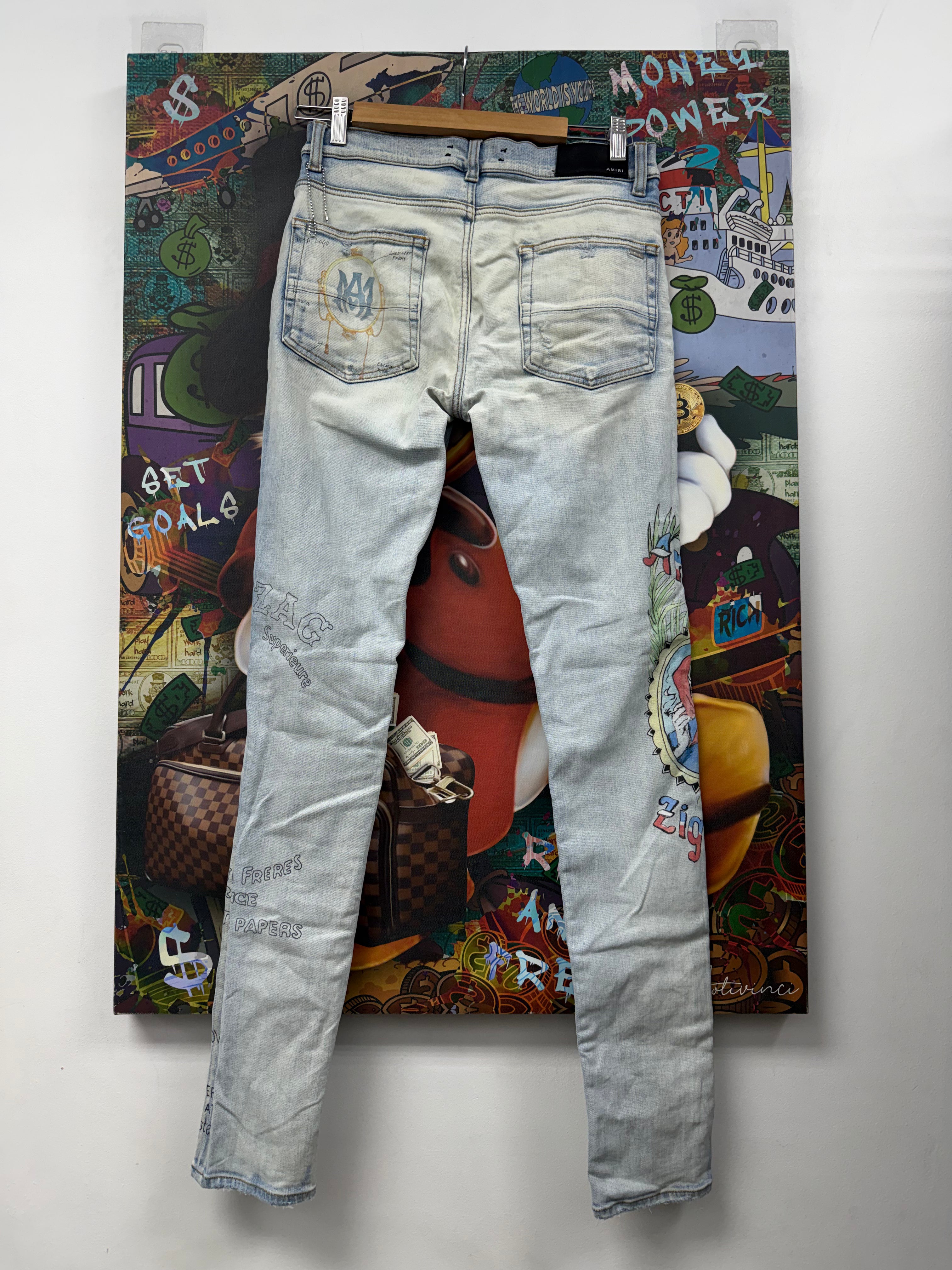 Amiri Light Wash Zig Zag Jeans